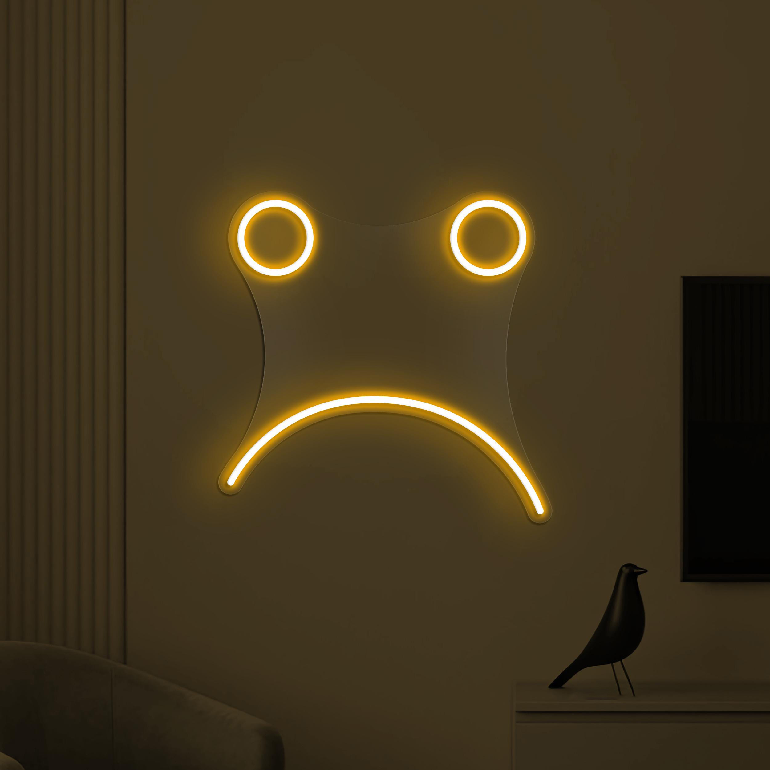 Sad Face Neon Sign, Sad Face LED Light, Sad Emoji Wall Decor, Kids Room Wall Art, Customized Neon Sign, Home Wall Art, Cafe and Bar Led Sign