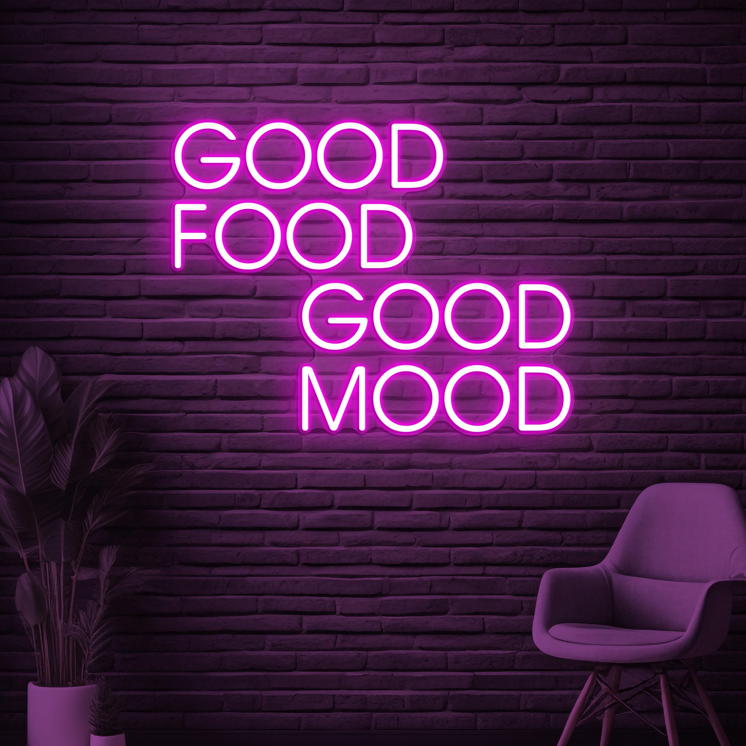 Good Food Good Mood Neon Sign, Good Food Good Mood LED Light, Home Kitchen Wall Decor, Bar Cafe Wall Art, Party Decor, Food Business Sign