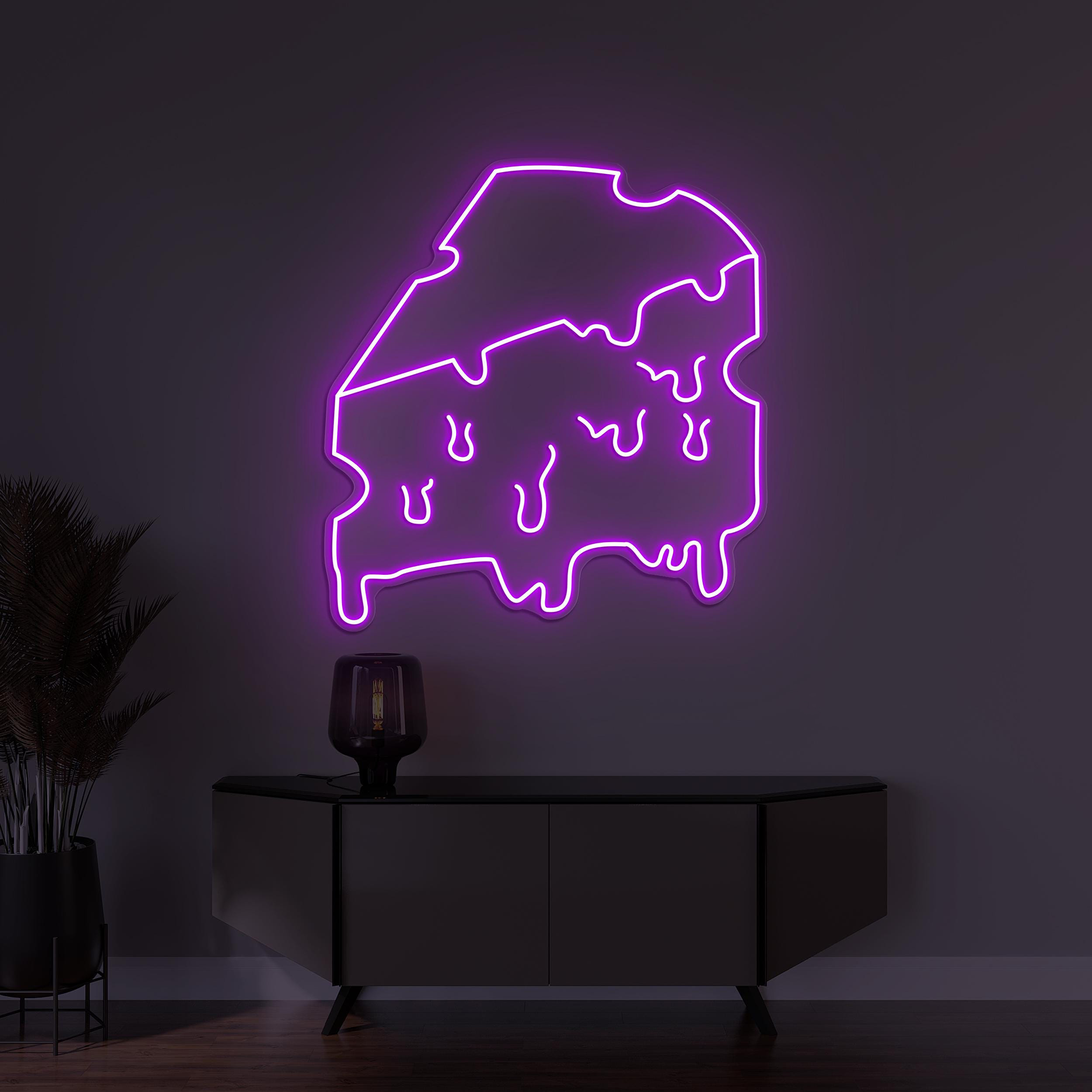 Melting Cheese Slice Neon Sign, Cheese Slice Light, Cheese Slice Wall Decor, Pizza Cafe Neon Sign, Cheese Lover Art, Cheesy Slice Sign, Gift