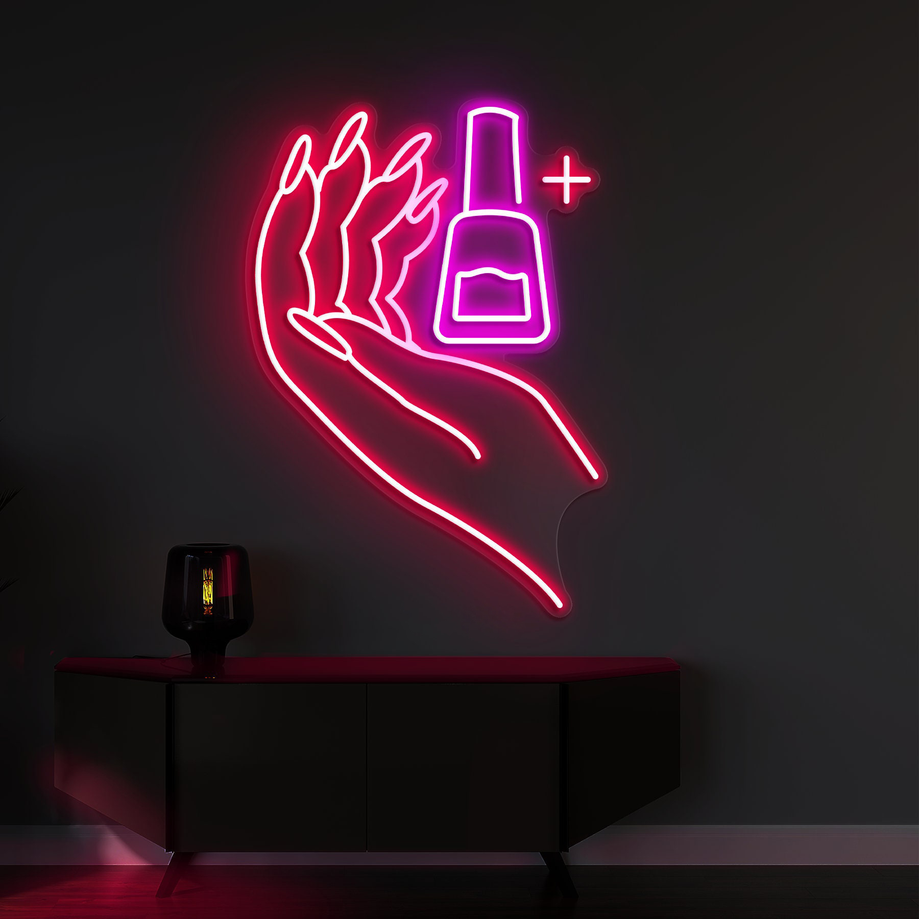 Nail Studio Neon Sign, Salon Decor, Hand on Nail Polish Neon Sign, Women and Girl Decor, Lights for Nail Salon, Beauty Room,Bedroom Wall Art