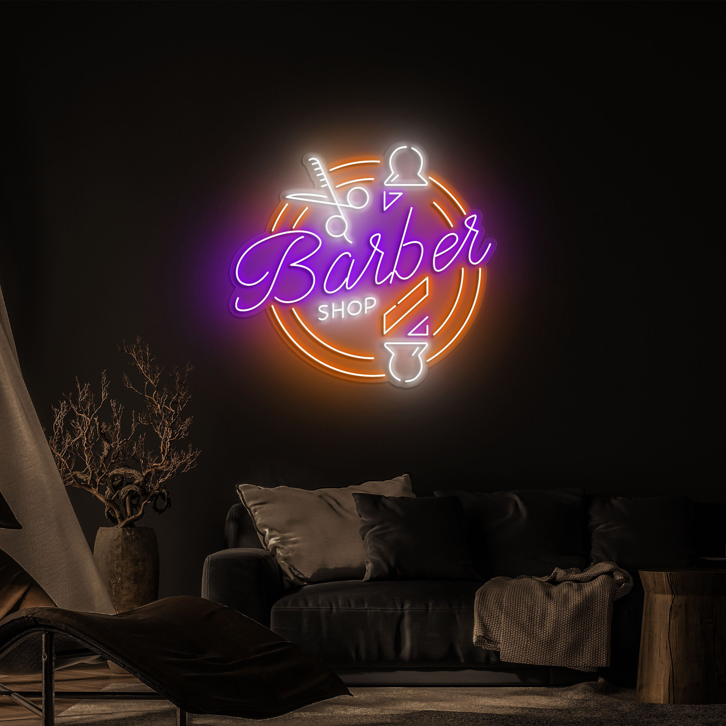 Barber Shop LED Neon Sign, Light for Salon & Barber Shops, Barber Signage, Wall Art, Shop Decor, Classic Decor for Hair Salons, Barber Shops