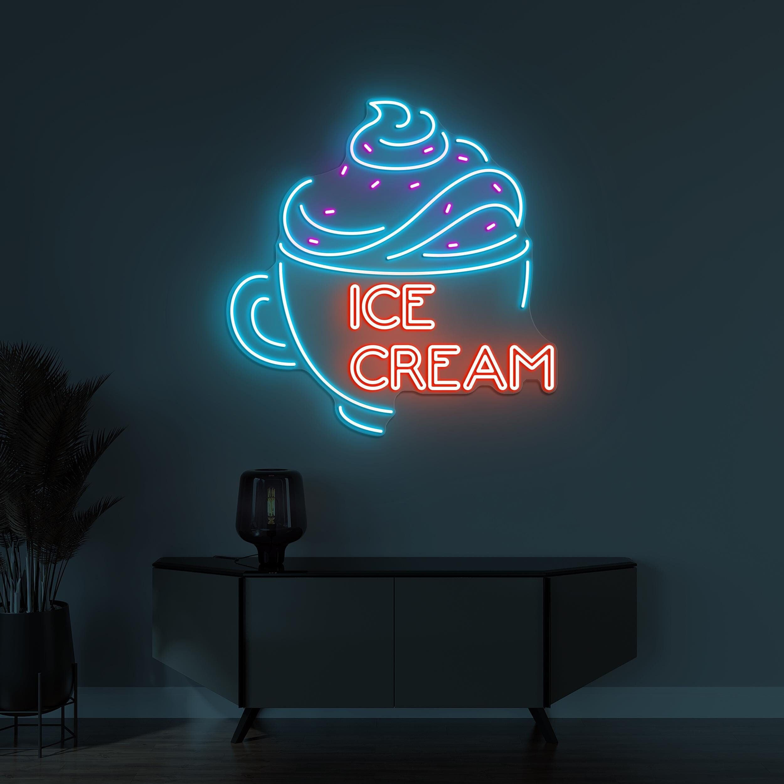 Ice Cream Neon Sign, Ice Cream Led Light, Ice Cream Cup Sign, Sweet Dish Wall Decor, Dessert Wall Art, Ice Cream Shop Sign, Ice Cream Lover