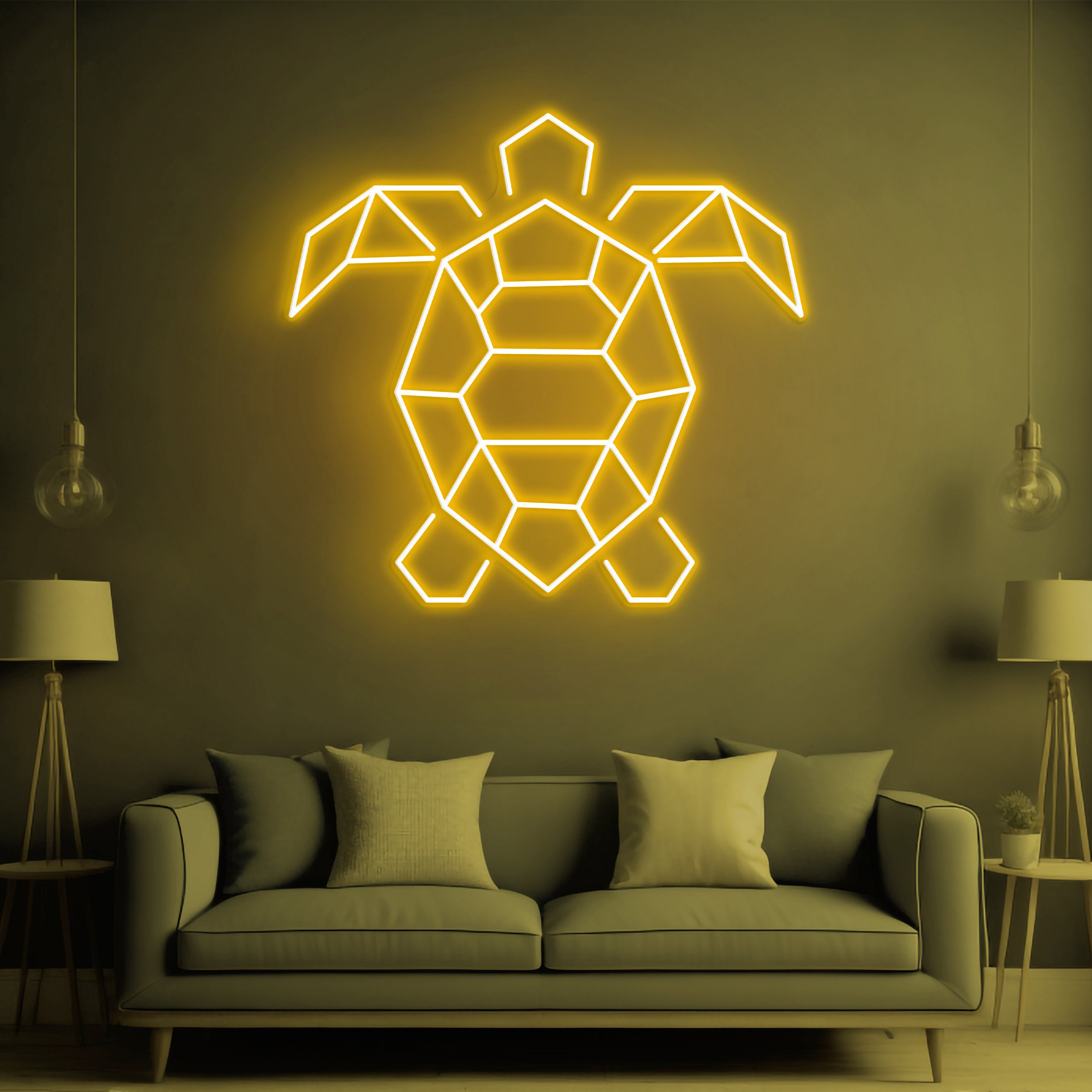 Geometric Turtle Neon Sign, Turtle Neon Light, Turtle Wall Art Sign, Turtle Wall Light Up Sign, Neon Light Art for Kids' Rooms, Aquariums,