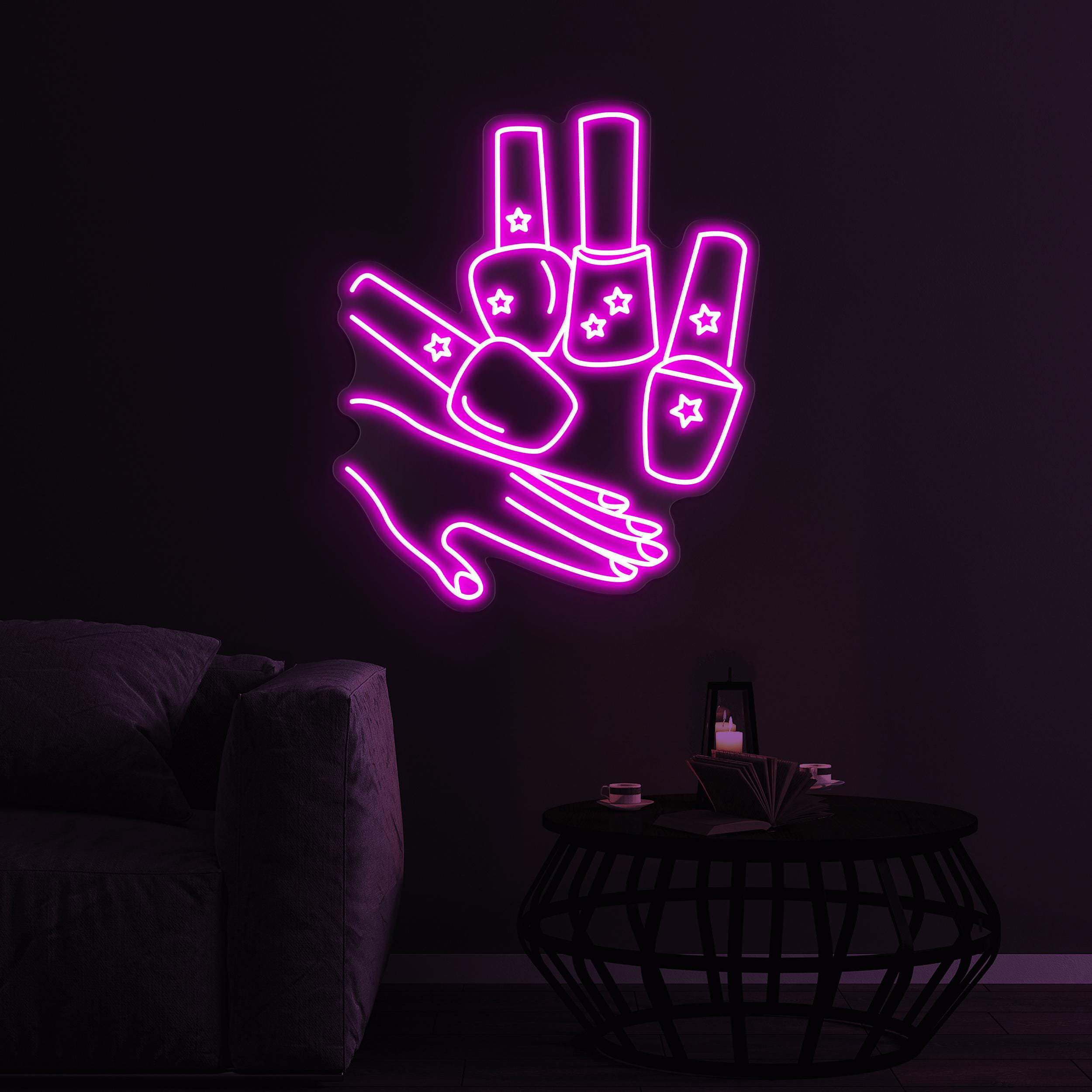 Hand & Nail Polish Neon Sign, Nail Polish LED Light, Nail Polish Hand LED Neon Art, Salon Neon Sign, Nail Artist Home Decor, Girly Room Art