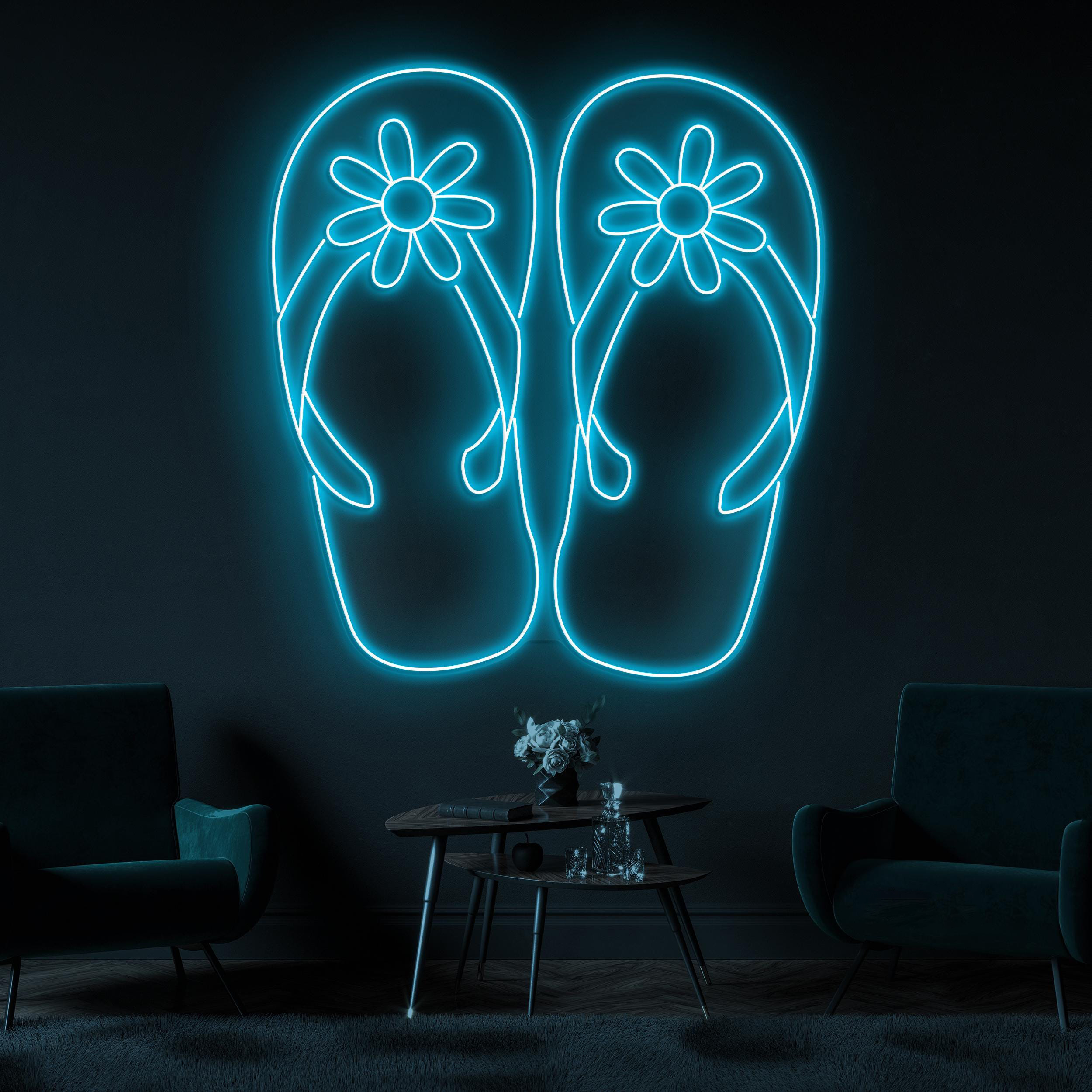 Flip Flop Neon Sign, Flip Flop LED Light, Summer Shoes Wall Decor, Shoes Shop Wall Art, Sandal Neon Light, Beach Shoes Decor, Home Wall Art