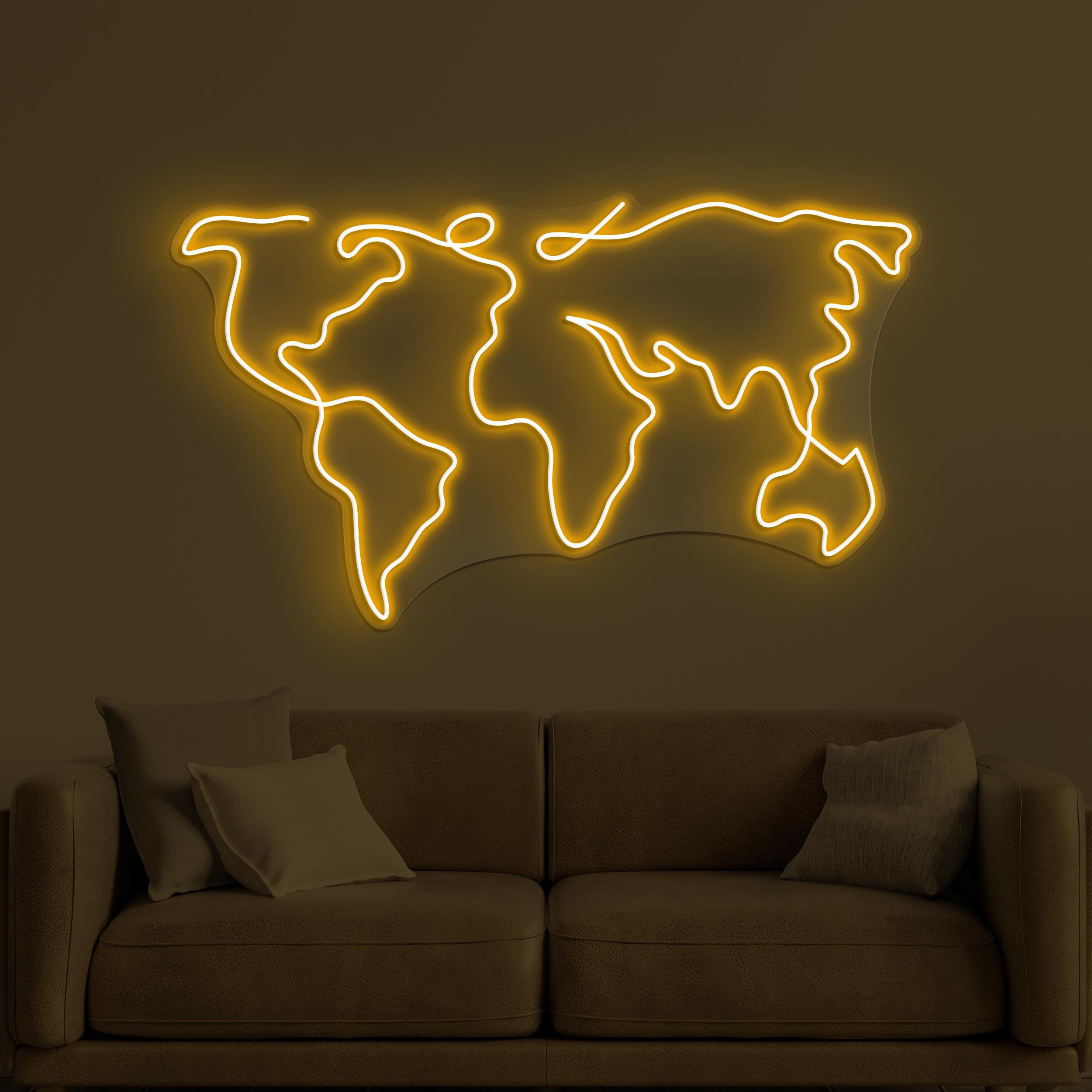 World Map Neon Sign, World Map LED Light, Office Wall Decor, Travel Agency Wall Art, Adventure Neon Light, Global Wall Art, World Led Sign