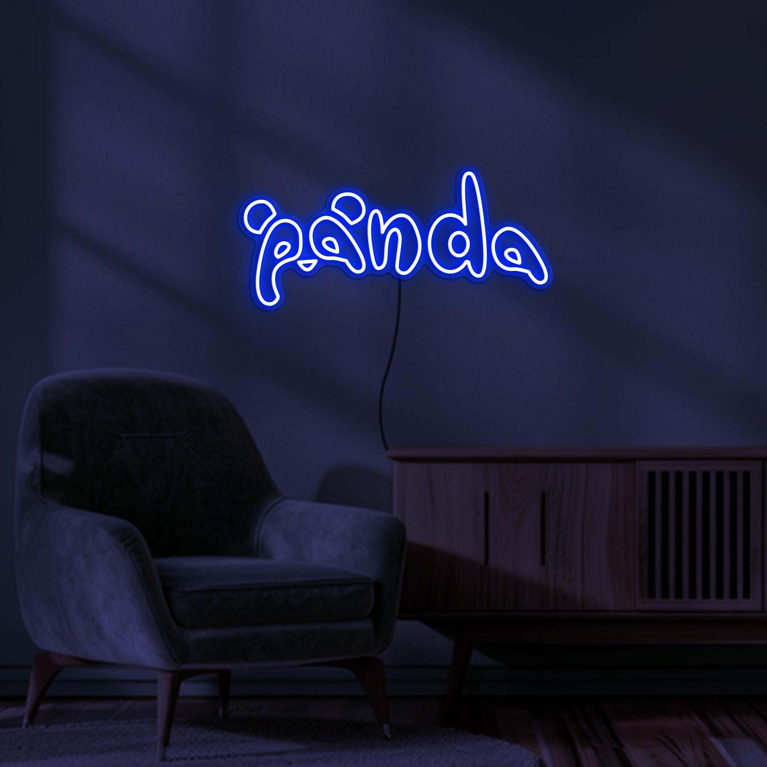 Panda Neon Sign, Panda Logo LED Light, Panda Logo LED Neon Art, Eye-catching Panda Sign, Home Wall Decor, Kids Room & Gaming Room Decor