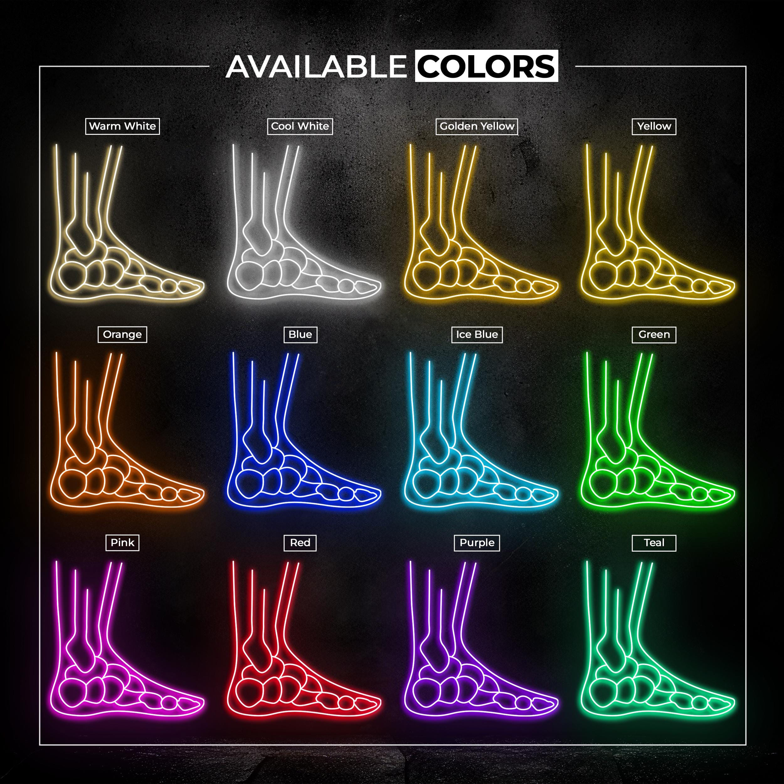 Foot Bones Neon Sign, Foot Bones LED Light, Foot Wall Decor, Hospital Wall Art, Personalized Sign, Medical Neon Art, Doctor Clinic Neon Sign