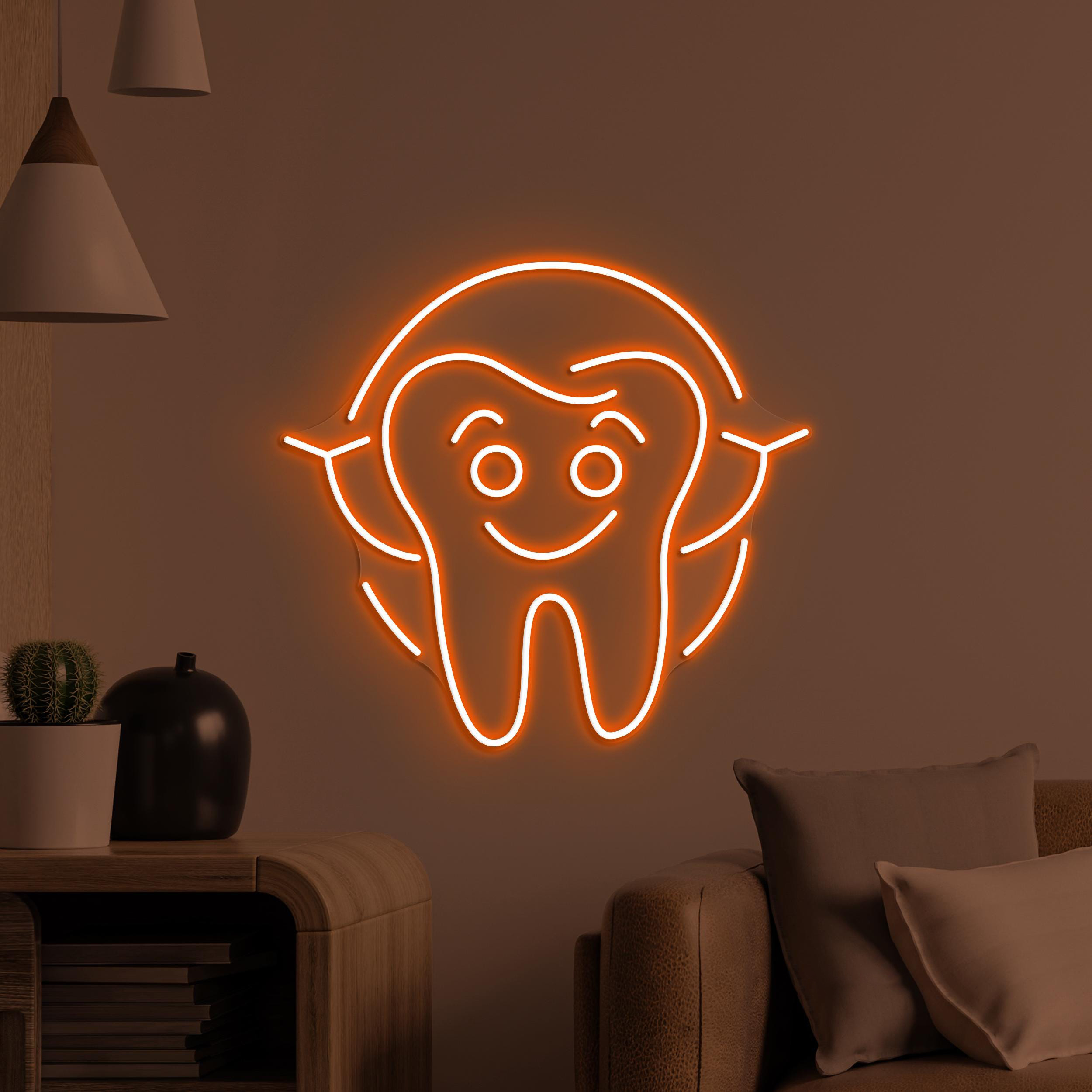 Smiling Tooth Neon Sign, Smiling Tooth LED Light, Teeth Wall Art, Teeth Hospital Neon Light, Dental Clinic Led Sign, Kids Room Neon Decor