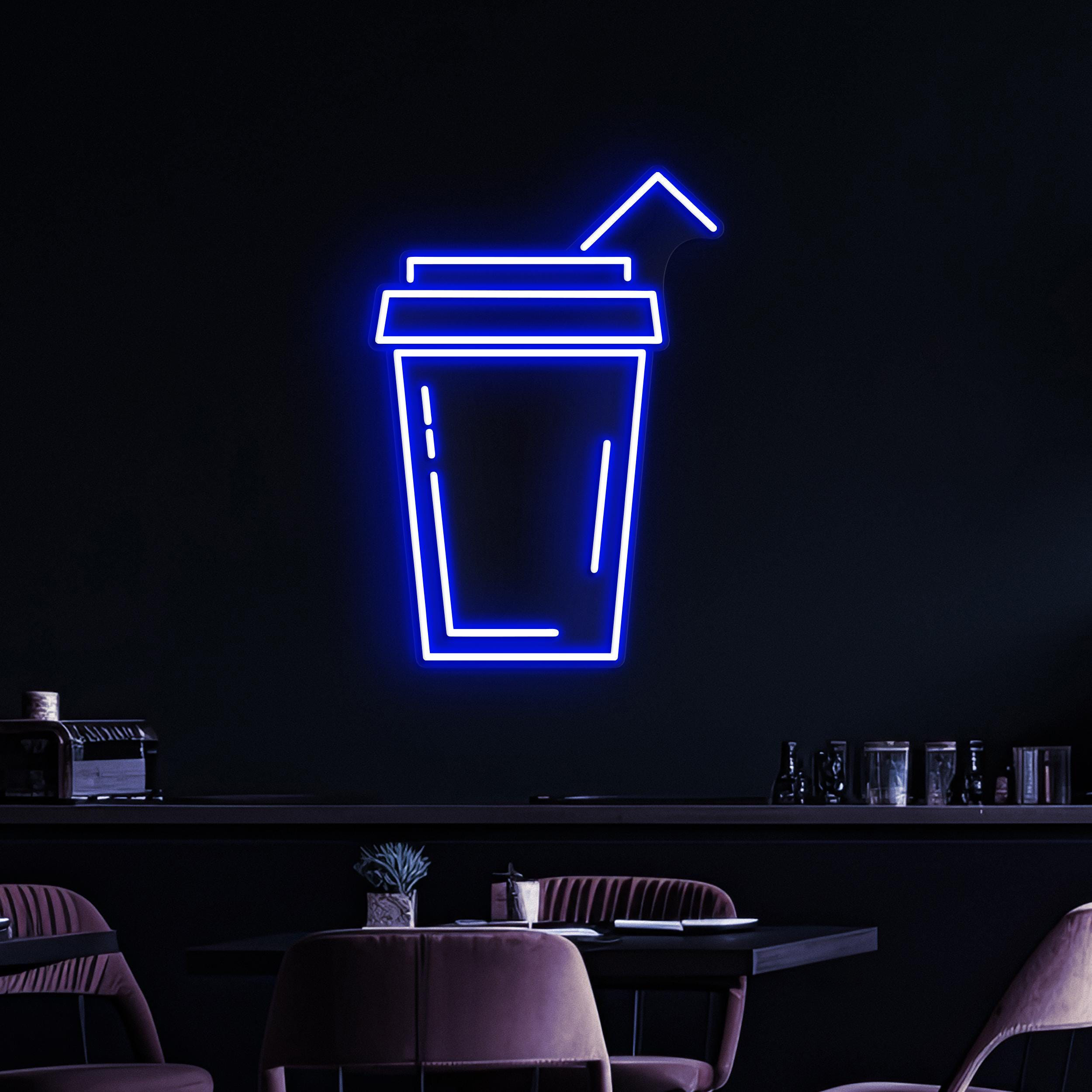 Drink Cup Neon Sign, Drink Cup LED Light, Juice Bar Wall Art, Kitchen Decor, Cafe & Bar Neon Light, Refreshing Drink Decor, Drink Corner Art