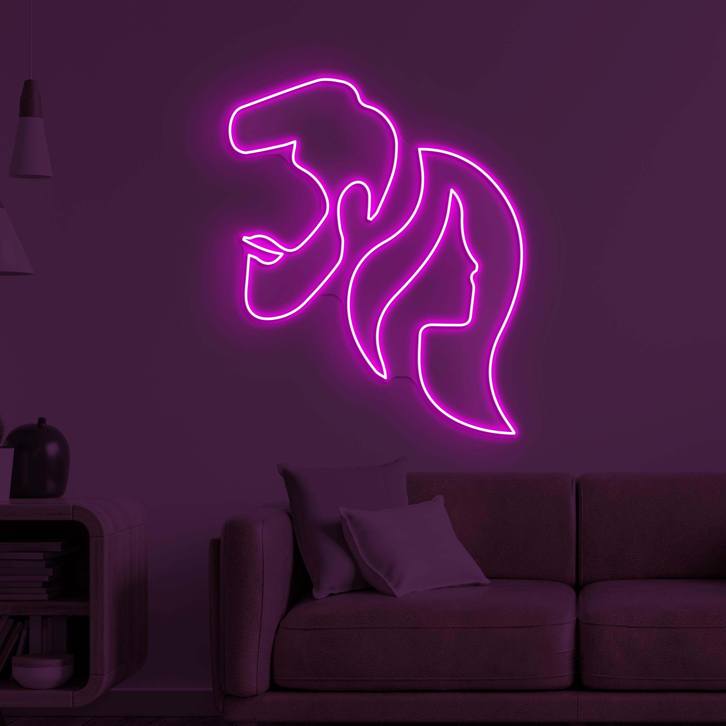 Couple Face Neon Sign, Couple Face LED Light, Love Outline Wall Decor, Silhouette Kiss Wall Art, Couple Room Neon Light, Home Wall Decor