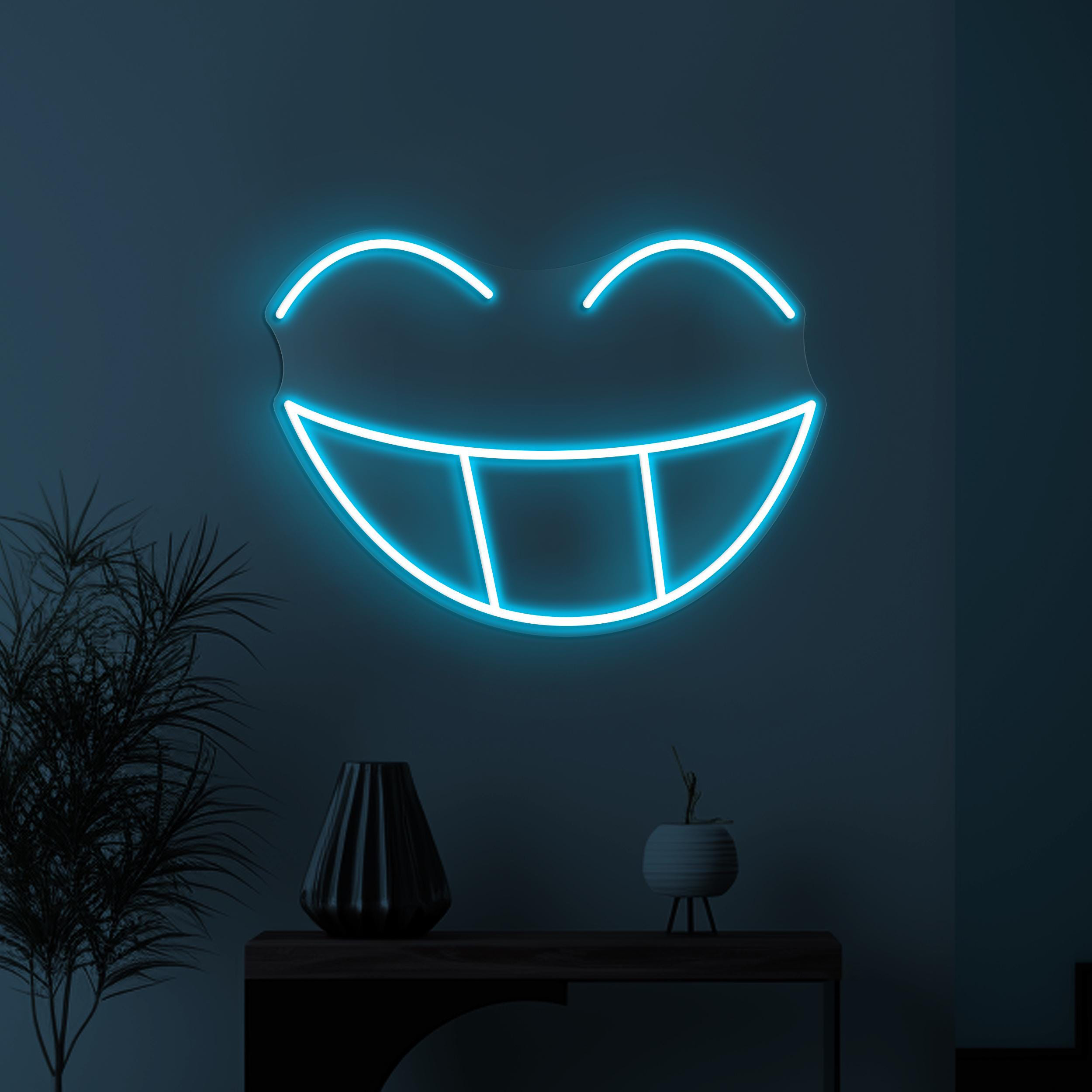 Smiley Face Neon Sign, Smiley Face Emoji LED Light, Big Smile LED Neon Art, Happy Face Wall Decor, Kids Room & Party Decor, Home Wall Art