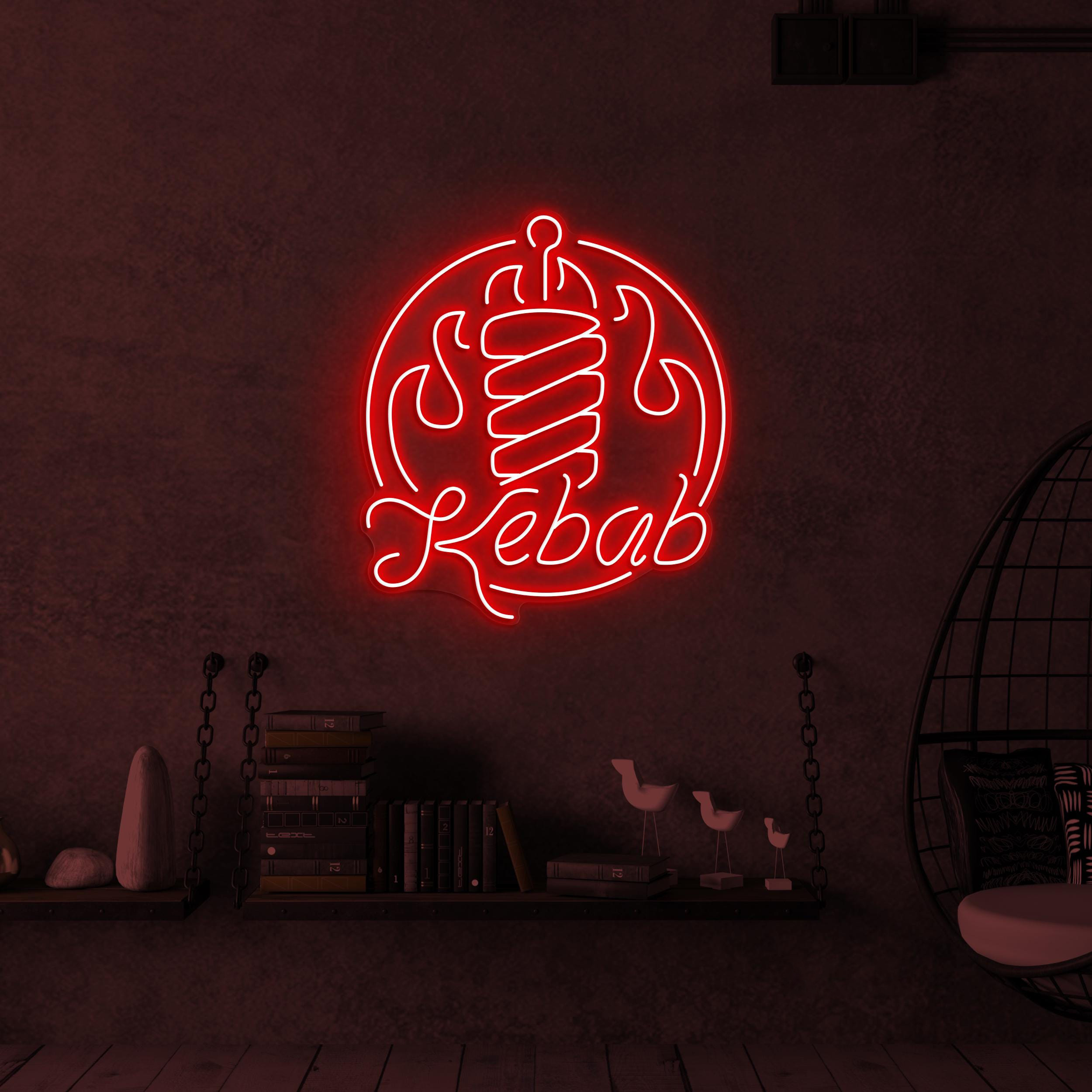 Kebab Neon Sign, Kebab Led Light, Doner Kebab Wall Decor, Restaurant Wall Art, BBQ Neon Sign, Custom Neon Art, Flaming Kebab Wall Decor