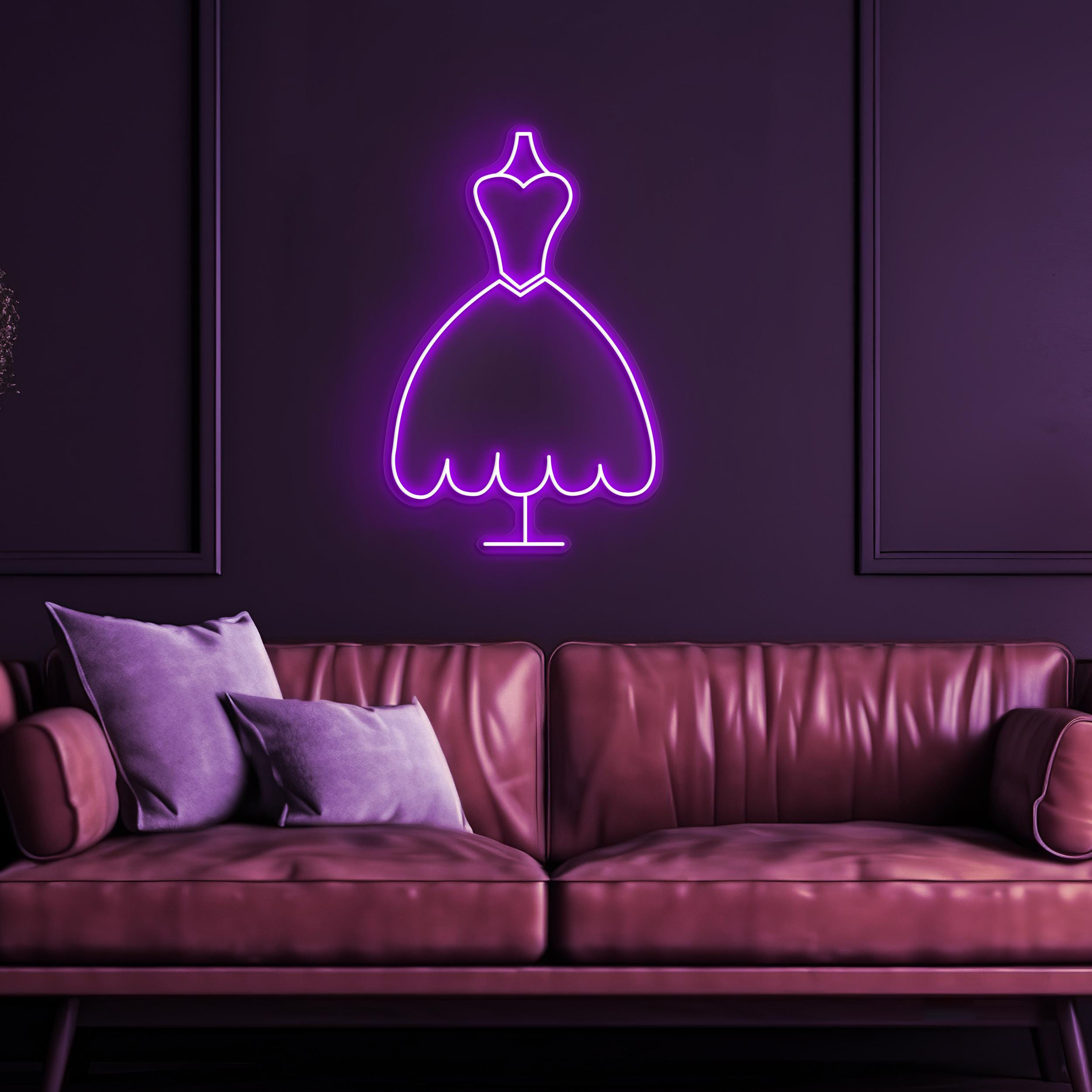 Dress Neon Sign, Hanger LED Light, Fashion Dress Neon Art, Dress Wall Decor, Cloth Shop Neon Light, Boutique Decor, Brand Shop Wall Art
