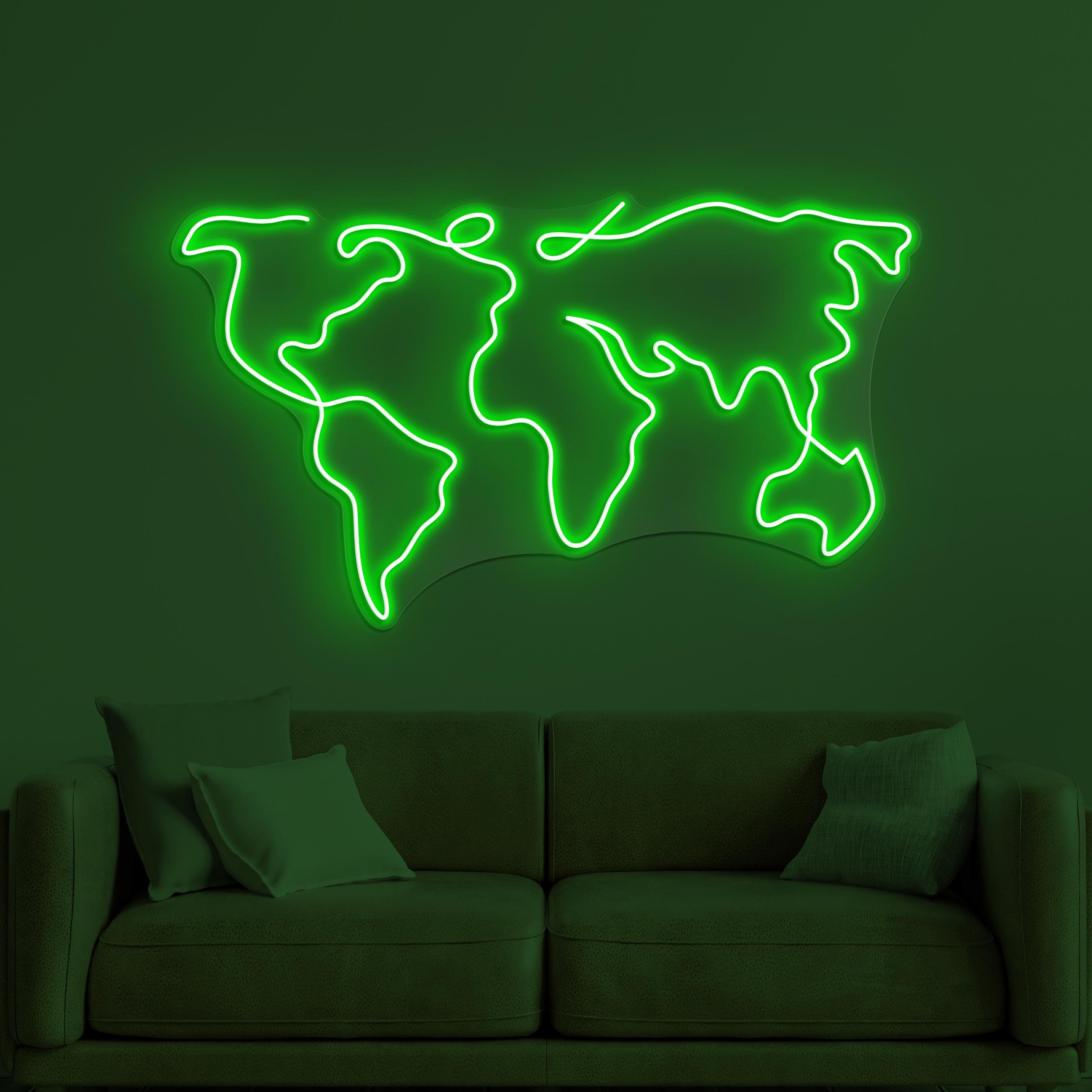 World Map Neon Sign, World Map LED Light, Office Wall Decor, Travel Agency Wall Art, Adventure Neon Light, Global Wall Art, World Led Sign