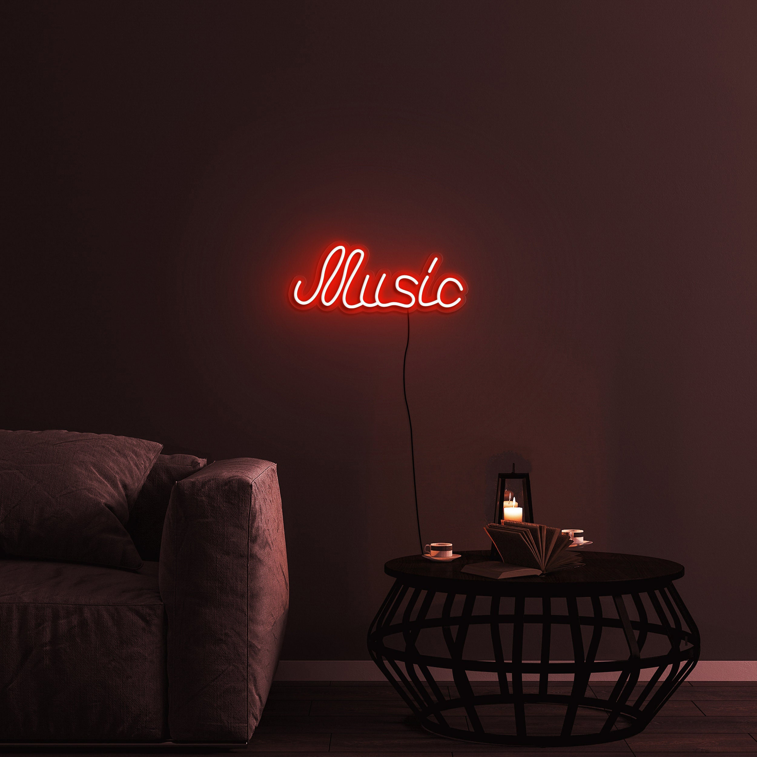 Music Neon Sign, Music Studio Office Decor, USB Powered Neon Light for Home Room Bar, Gift for Her, Led Wall Decor for Bedroom, Party, Club
