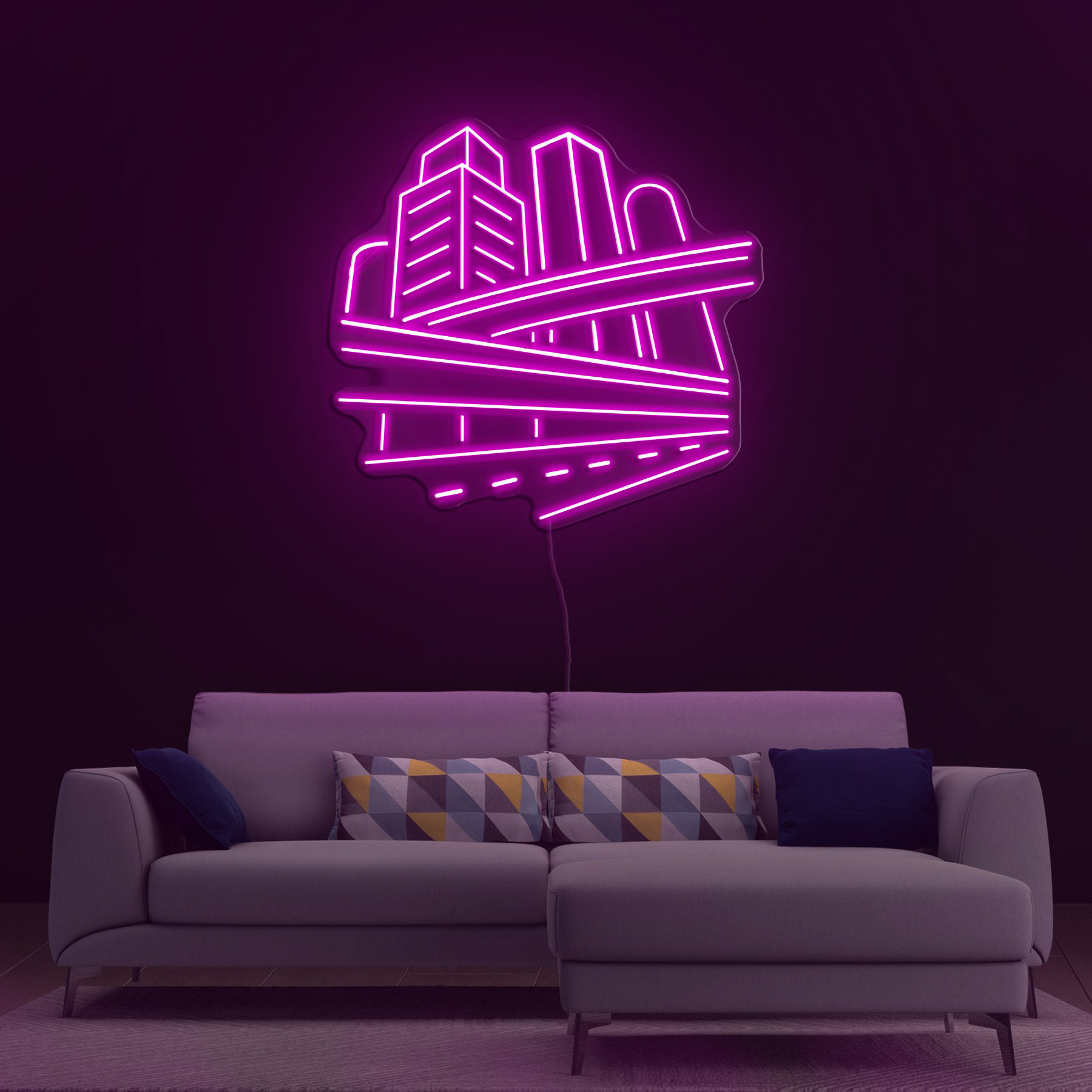 City Skyline Neon Sign, Urban Building LED Art, City Silhouette Neon Light, Decor for Bedroom, Office, Game Room, Home Decor, Cityscape Art