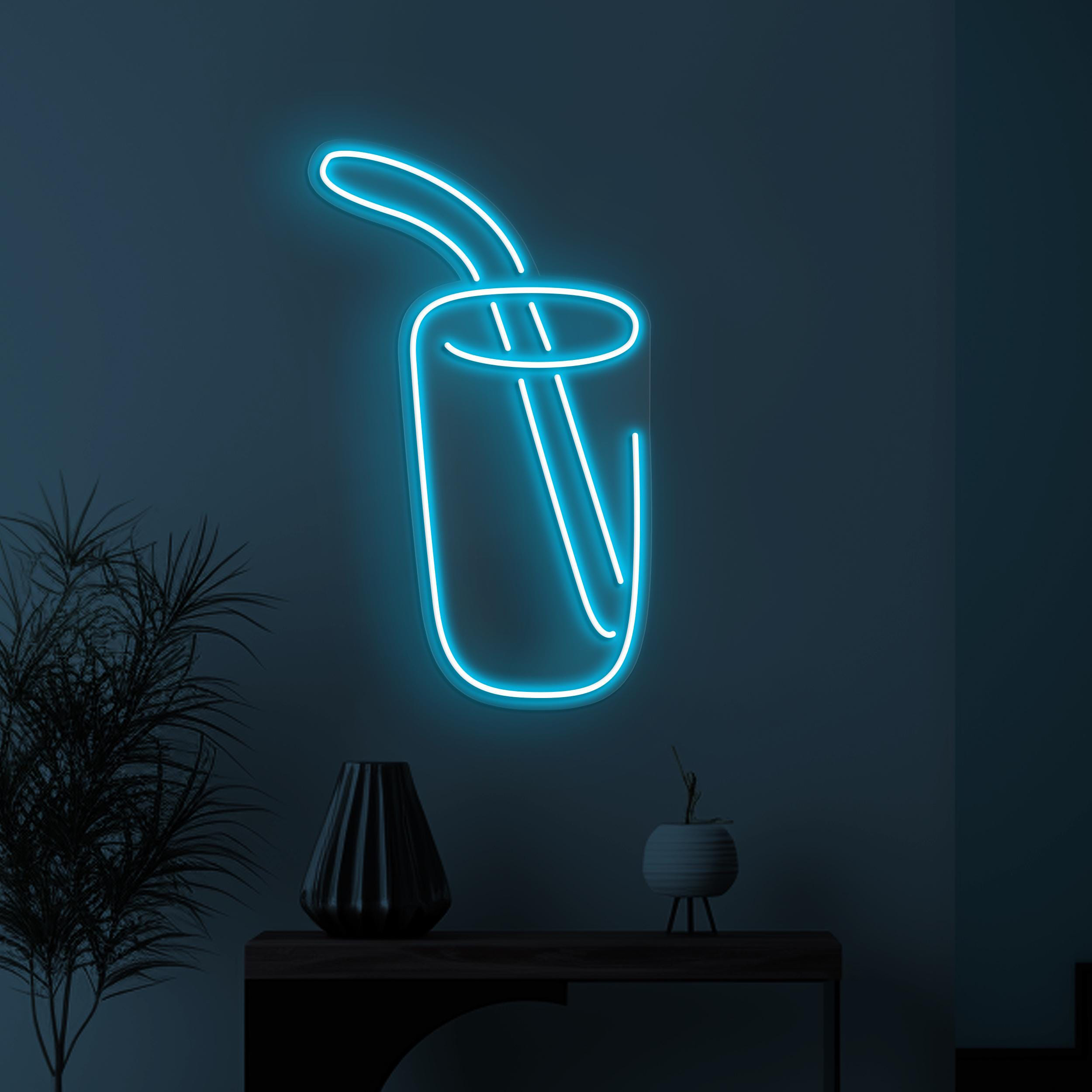 Juice Neon Sign, Drink LED Light, Drink Cup Wall Art, Cup with Straw Wall Decor, Cafe & Bar Neon Light, Juice Shop Decor, Drink Corner Sign
