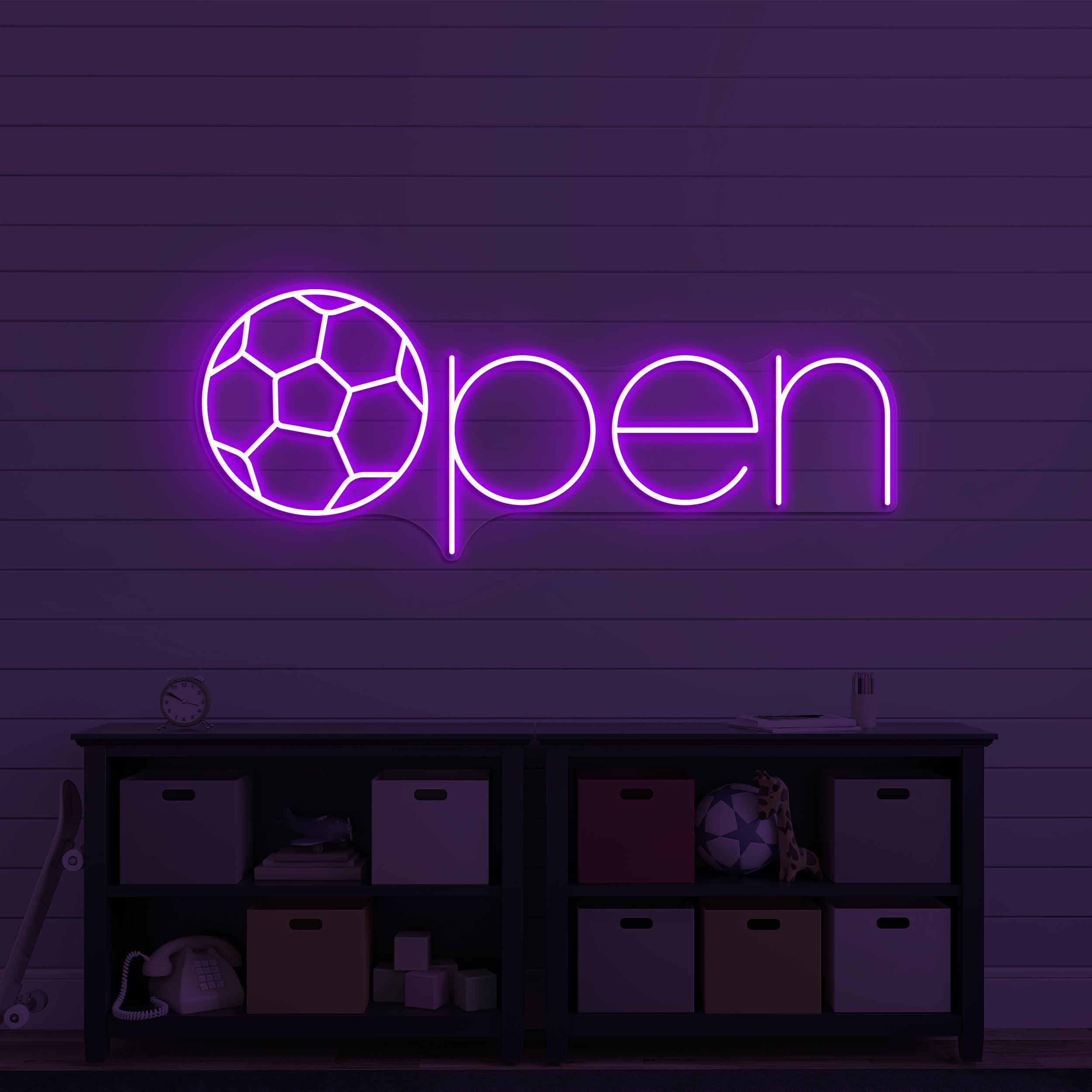 Open Neon Sign, Open LED Light, Soccer Open Wall Art, Football Open Club Neon Light, Business Logo Wall Decor, Sports Shop Open Led Sign