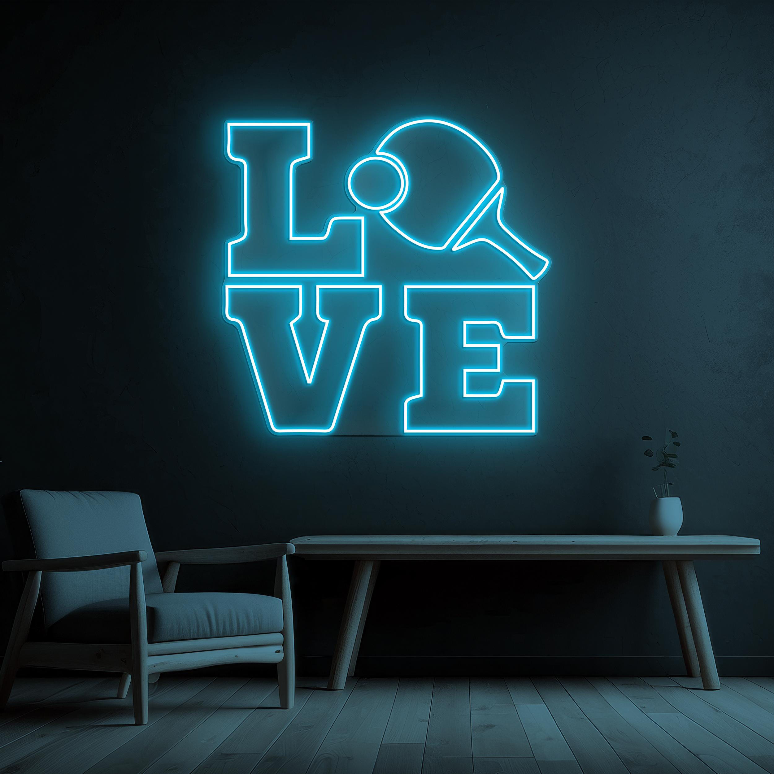 Love Ping Pong Neon Sign, Love Ping Pong LED Light, Ping Pong Paddle Ball Wall Art, Sports Club Decor, Table Tennis Decor, Tennis Lover Gift