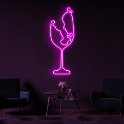 Twin Faces in Wine Glass Neon Sign, Faces in Wine Glass LED Light, Restaurant Neon Art, Cafe and Bar Wall Decor, Home Neon Light, Home Art