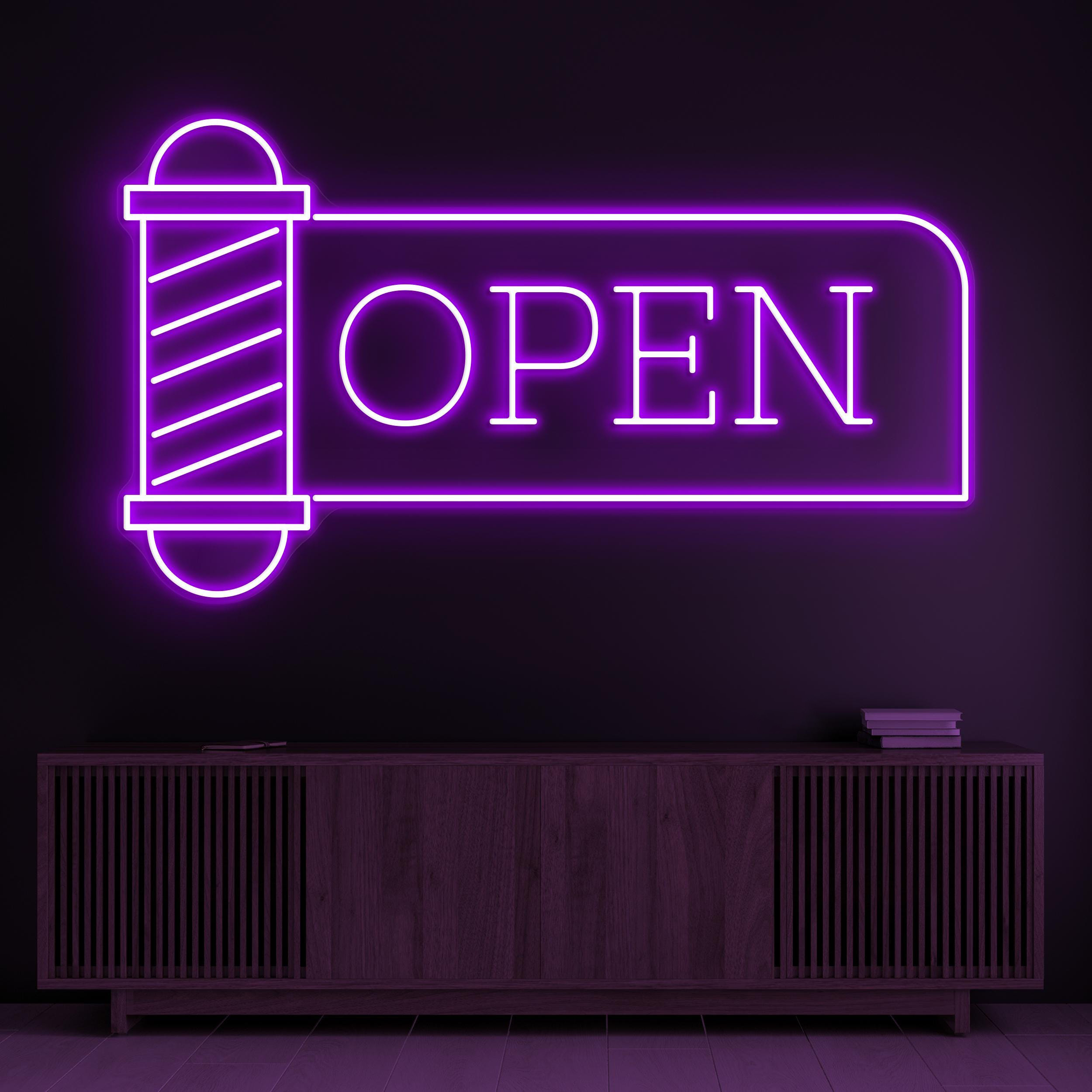 Open Neon Sign, Open LED Light, Barber Pole Wall Decor, Shaving Salon Wall Art, Hair Beauty Bar Neon Sign, Haircut Sign, Beauty Salon Art