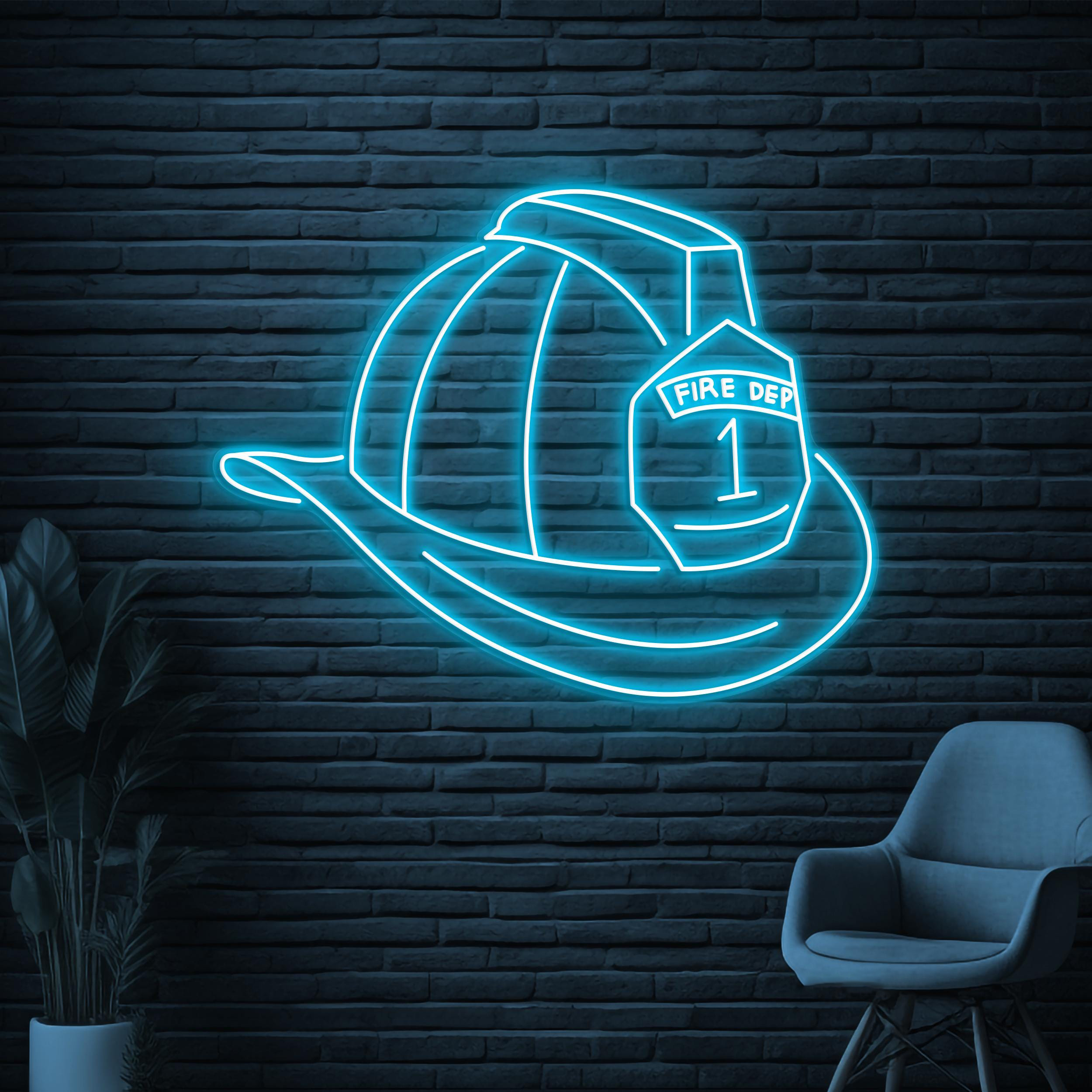 Firefighter Helmet Neon Sign, Firefighter Helmet LED Light, Rescue Room Decor, Fireman Wall Art, Firefighter Hat Sign, Fire Department Sign