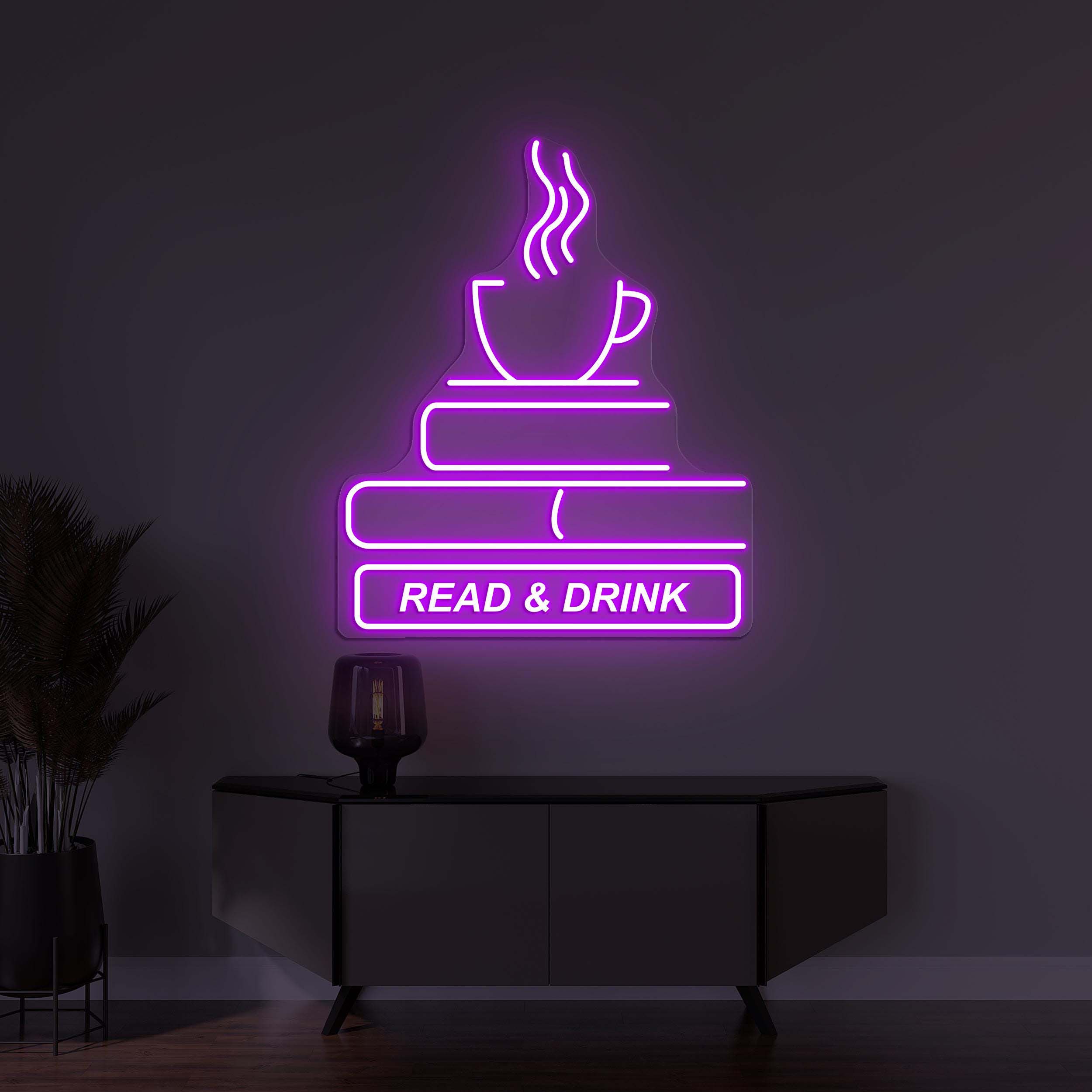 Book and Coffee Neon Sign, Read & Drink LED Light, Book Wall Decor, Tea Cup Wall Art, Book Shop Decor, Home Wall Sign, Coffee Shop Wall Art