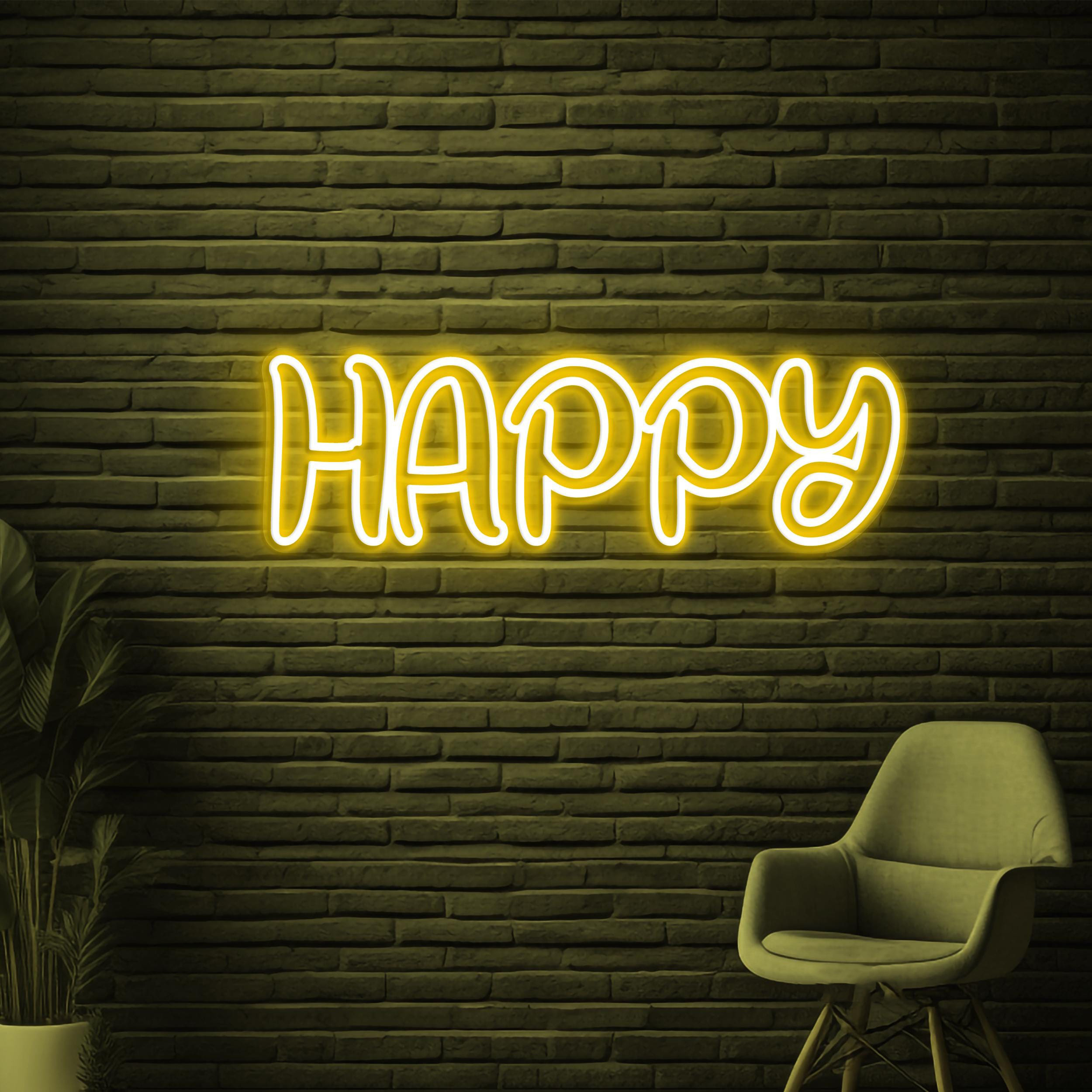 Happy Neon Sign, Happy LED Light, Home Wall Decor, Positive Vibes Neon Light, Party Barr Club Wall Art, Happy Mood Neon Sign, Cafe Decor
