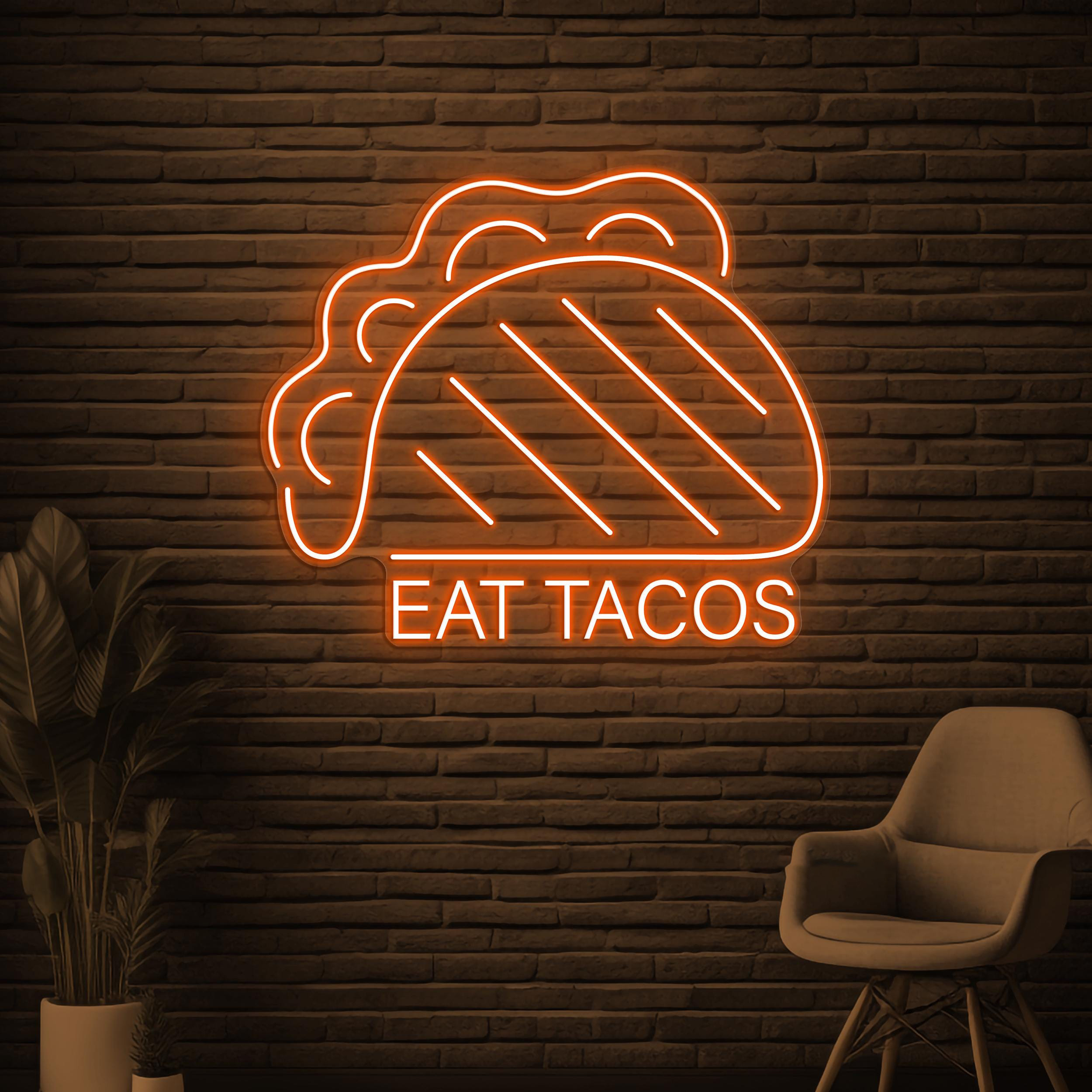 Eat Tacos Neon Sign, Eat Tacos LED Light, Tacos Sandwich Wall Art, Kitchen Wall Decor, Cafe Neon Art, Mexican Food Neon Art, Retro Taco Sign