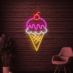 Cone Ice Cream Neon Sign, Cone Ice Cream LED Light, Ice Cream Shop Wall Art, Dessert Spot Wall Decor, Decor for Cafe, Bar, Sweet Shops decor