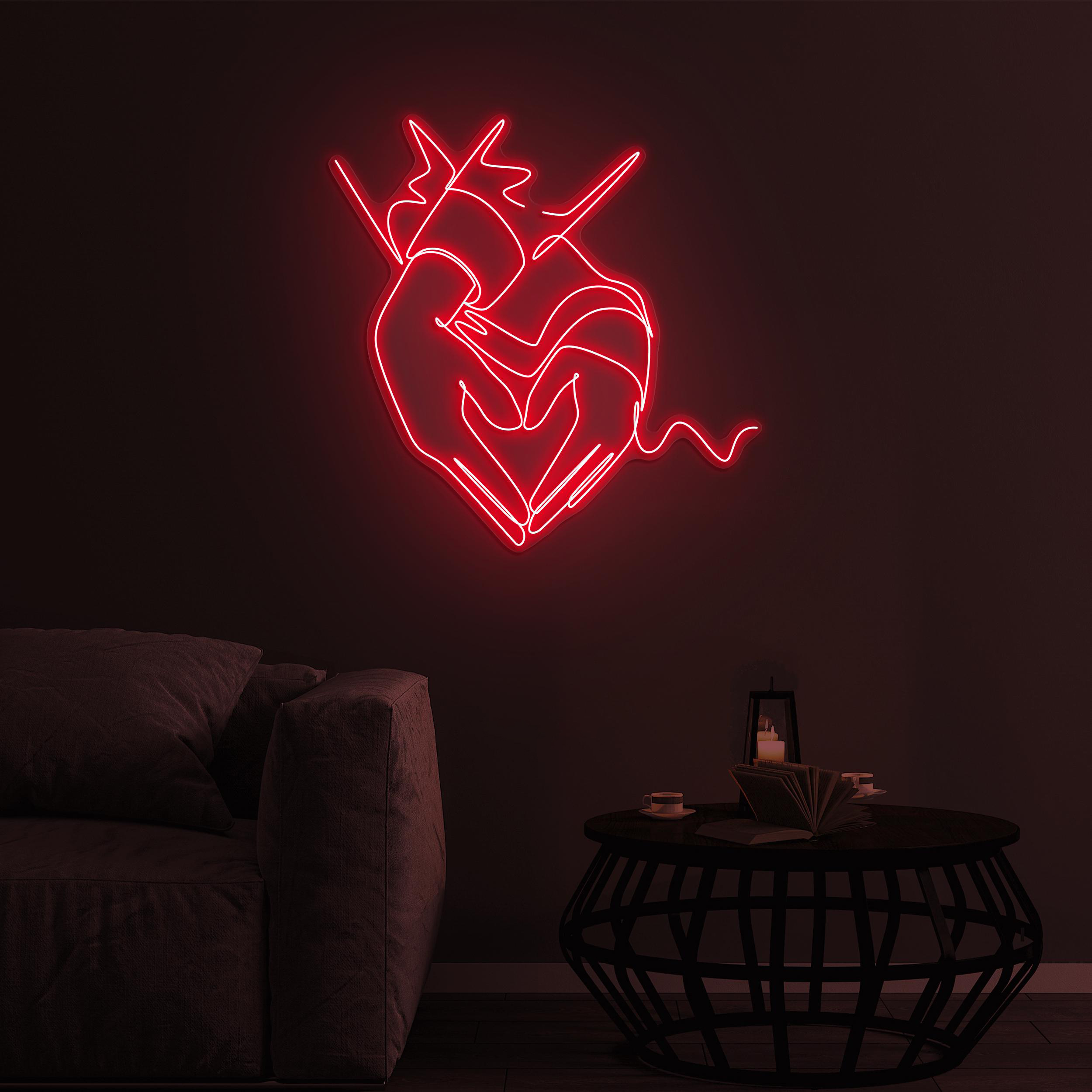 Holding Hands Heart Neon Sign, Holding Hands Heart LED Light, Romantic LED Neon Art, Couple Wall Decor, Home Wall Art, Romantic Love Sign