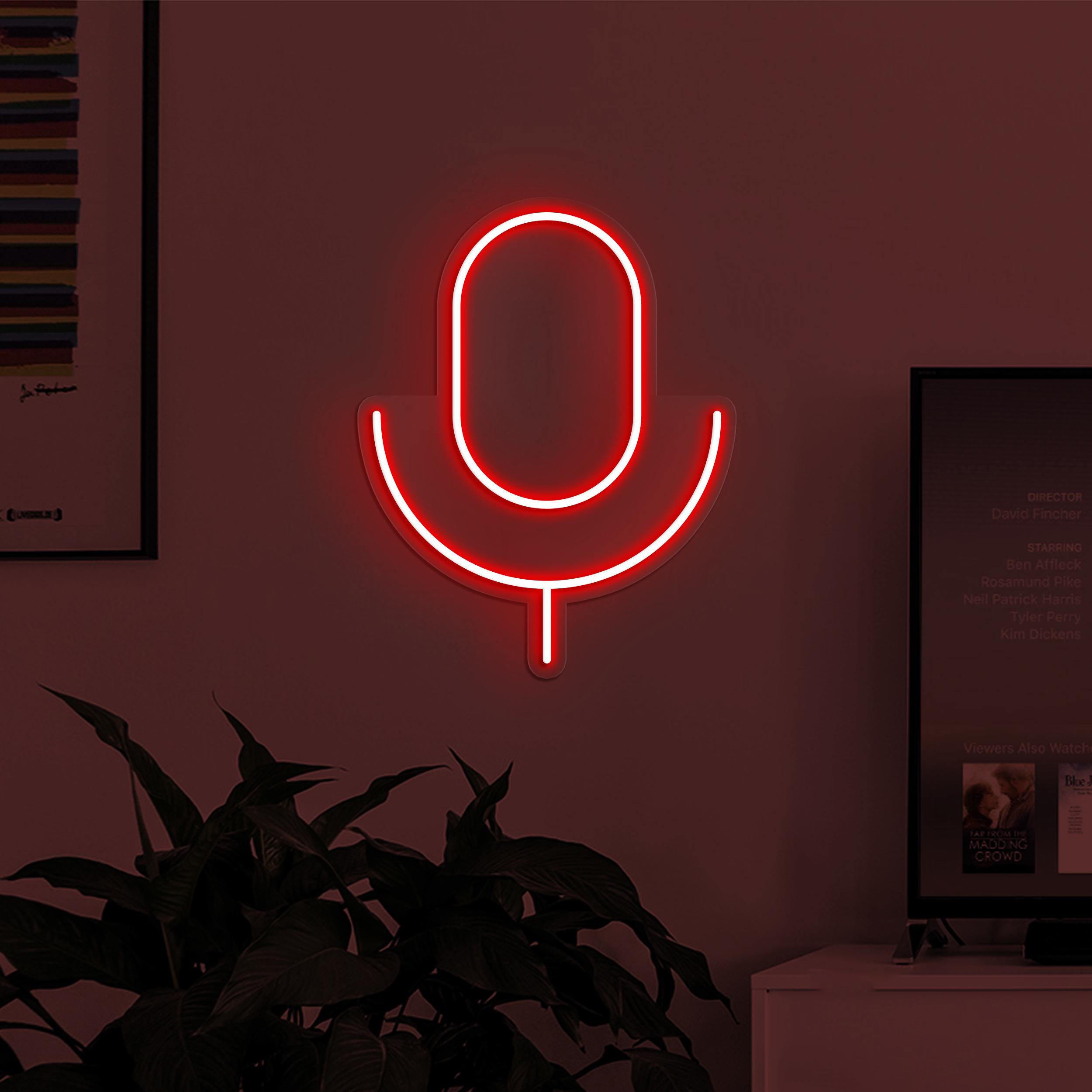 Microphone Neon Sign, Microphone LED Light, Podcast Wall Art, Music Room Wall Decor, Podcast LED Light, Neon Signs for Recording Studios