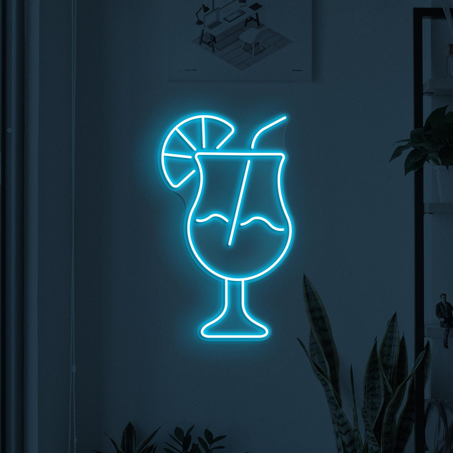 Cocktail Neon Sign, Cocktail Drink LED Light, Bar Wall Decor, Drink Corner Wall Art, Party Neon Decor, Martini Cocktail Sign, Drink Lime Art