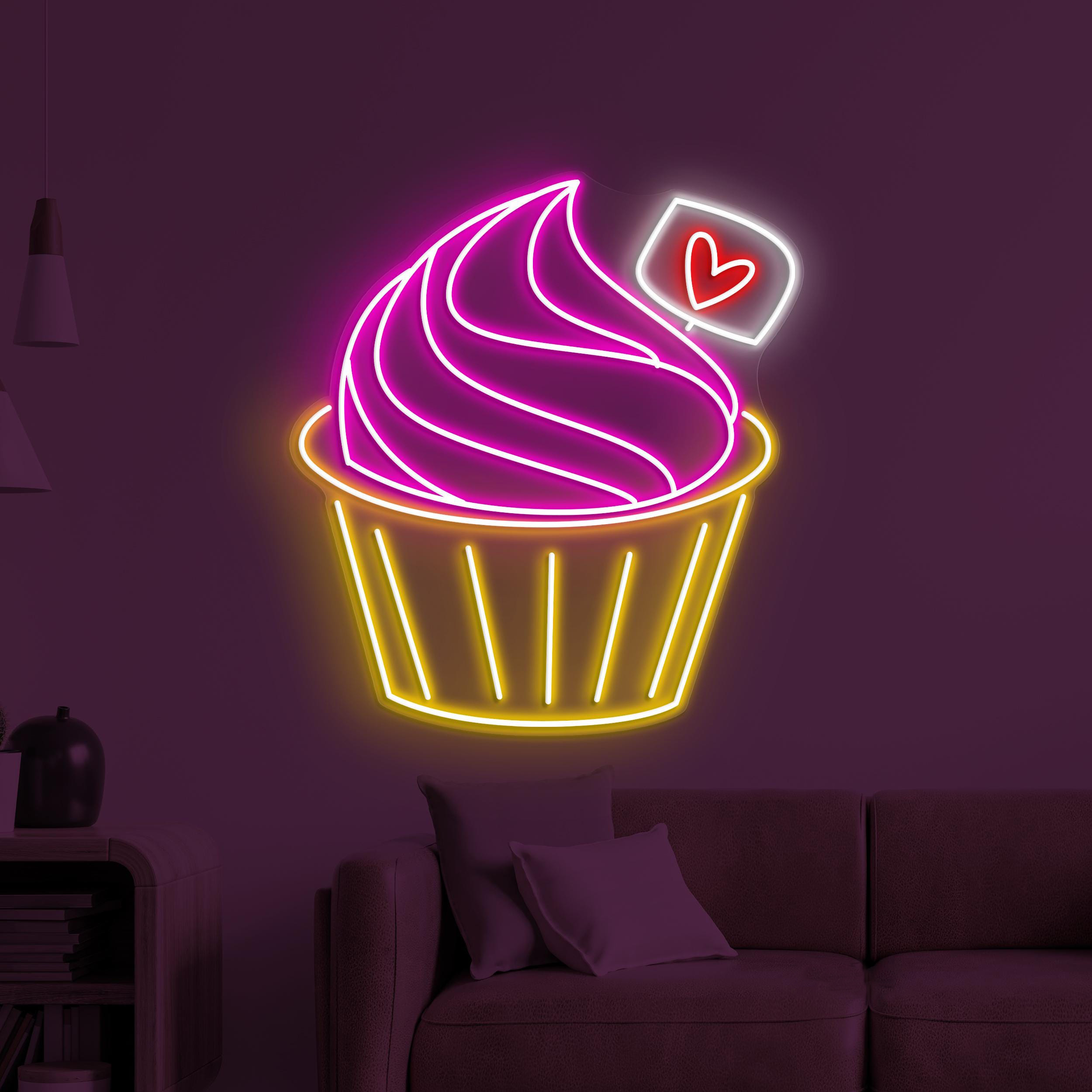 Cupcake Neon Sign, Cupcake LED Light, Cupcake Lover Wall Decor, Sweet Treat Wall Art, Custom Neon Sign, Kitchen Neon Decor, Cake Shop Art