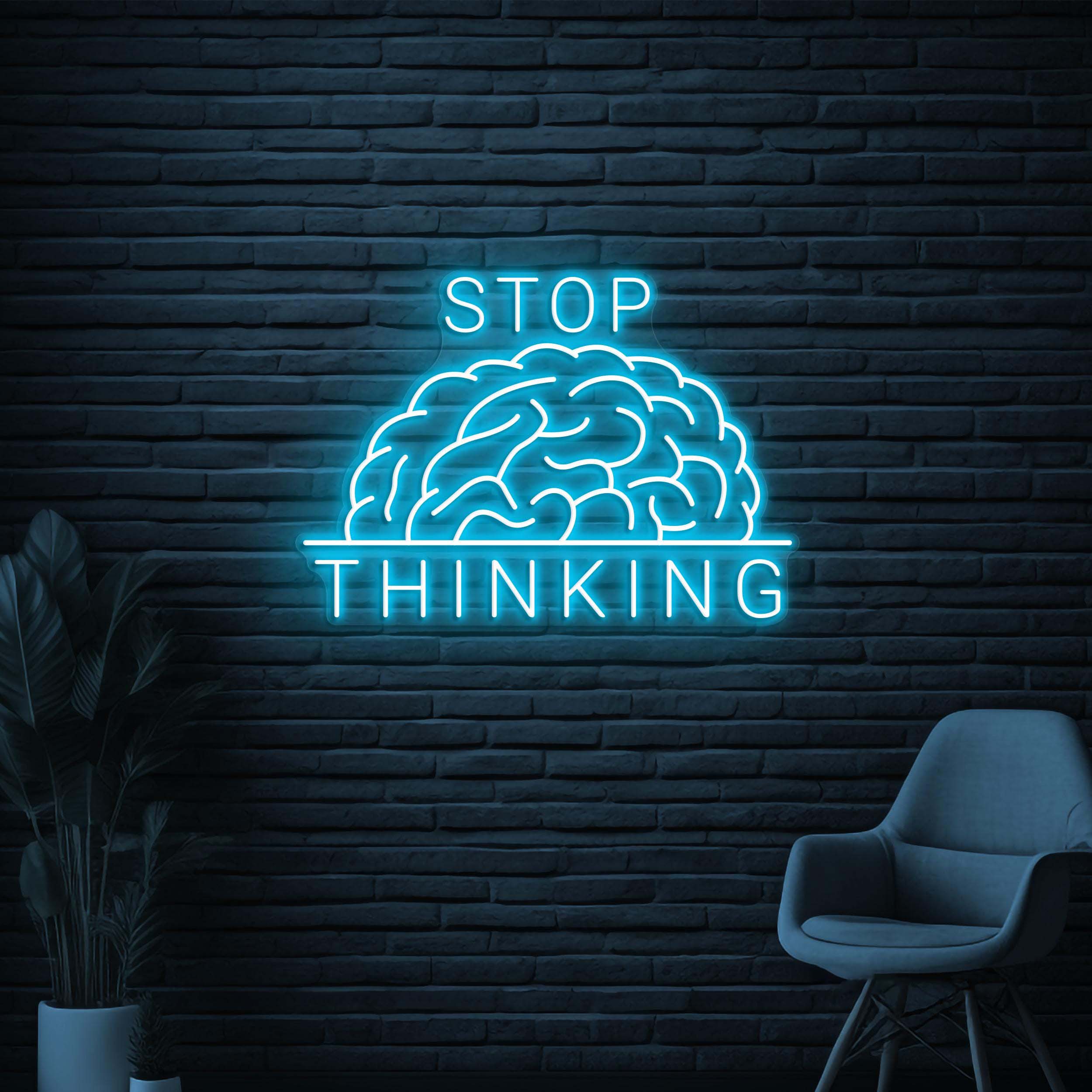 Stop Thinking Neon Sign, Stop Thinking LED Sign, Brain Wall Decor, Chill Wall Light, Home Wall Decor, Hospital Wall Art, Game Room Neon Sign