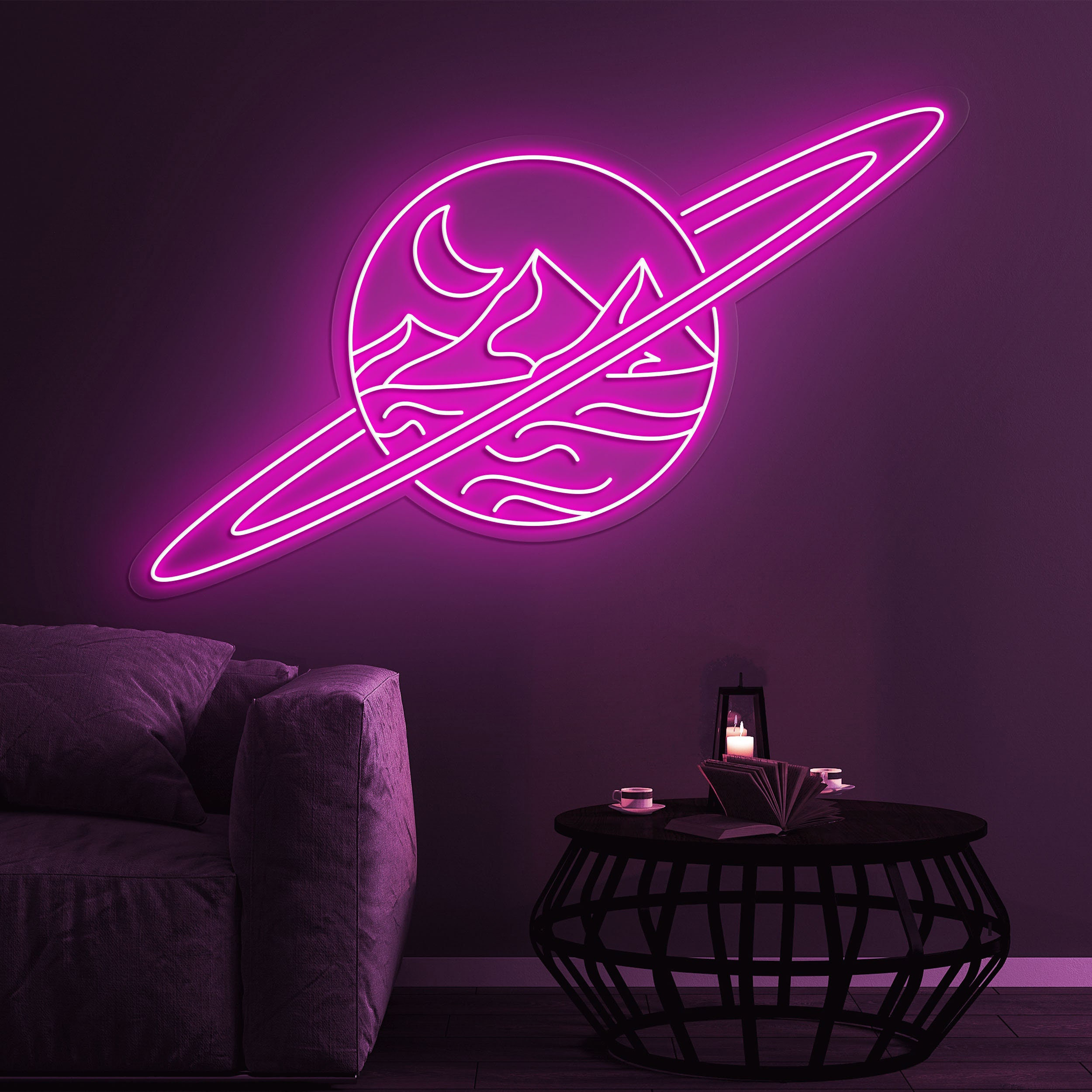 Planet Neon Sign, Deserted Planet LED Neon Light, Planet Neon Signs for Wall Decor, Planet LED Signs for Bedroom, Gaming Room, Kids Gift