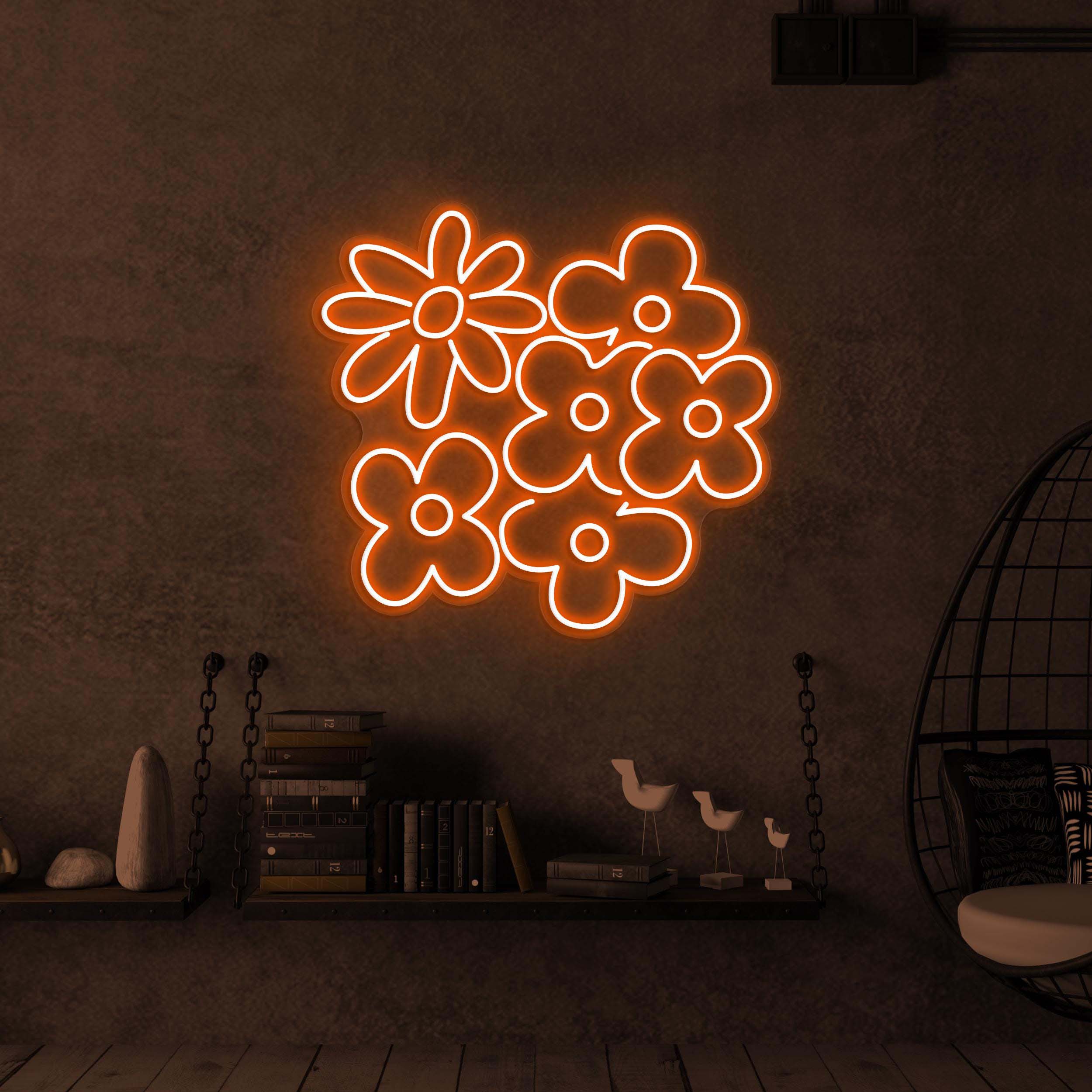 Flowers Neon Sign, Flowers LED Light, Floral Flowers Wall Decor, Girls Room Decor, Wedding Wall Art, Decor for Home, Party, Garden & Yard
