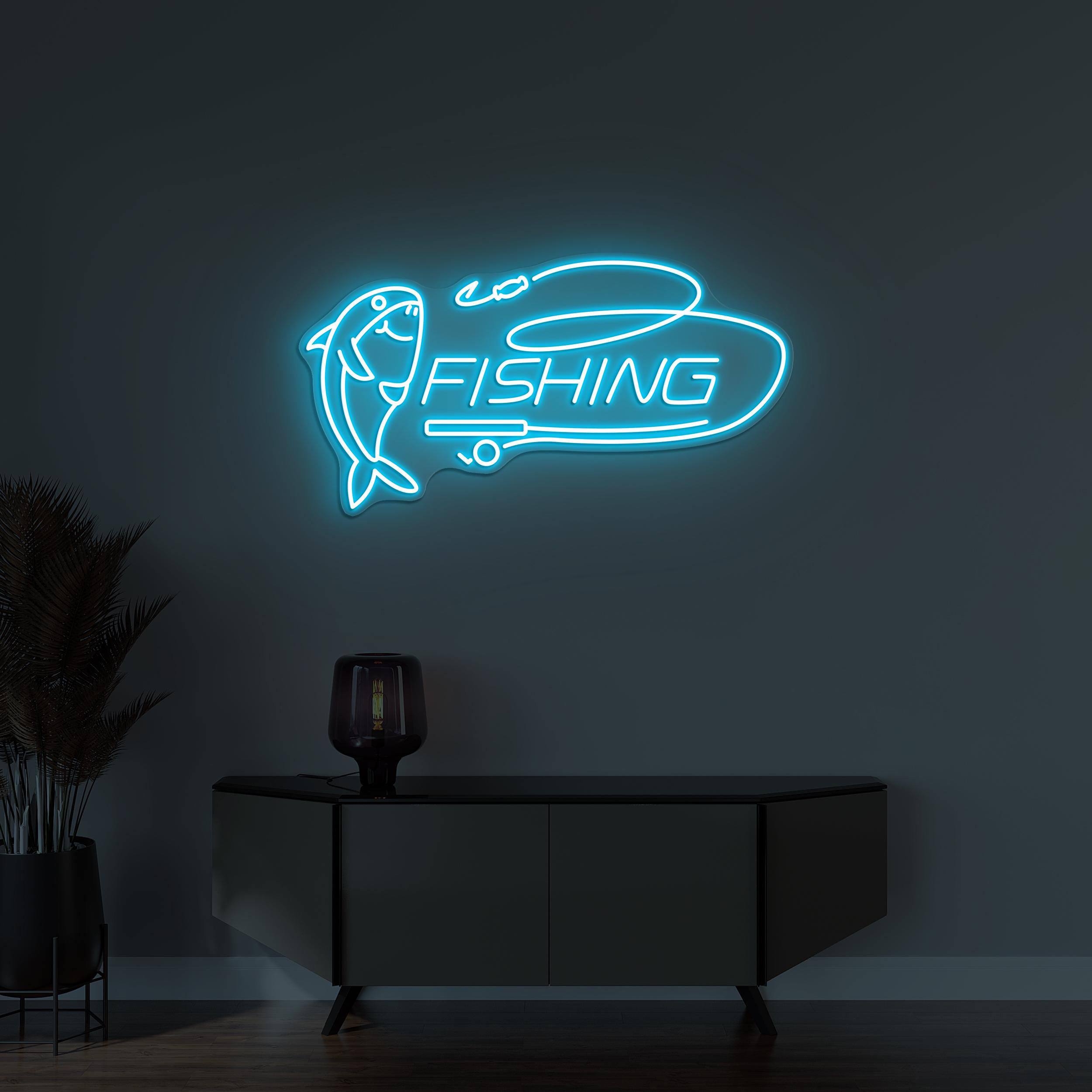 Fishing Neon Sign, Fishing LED Light, Fish Wall Decor, Animal Wall Decor, Animal Shop Art, Shark Neon Sign, Fish Market Sign, Fishing Lover