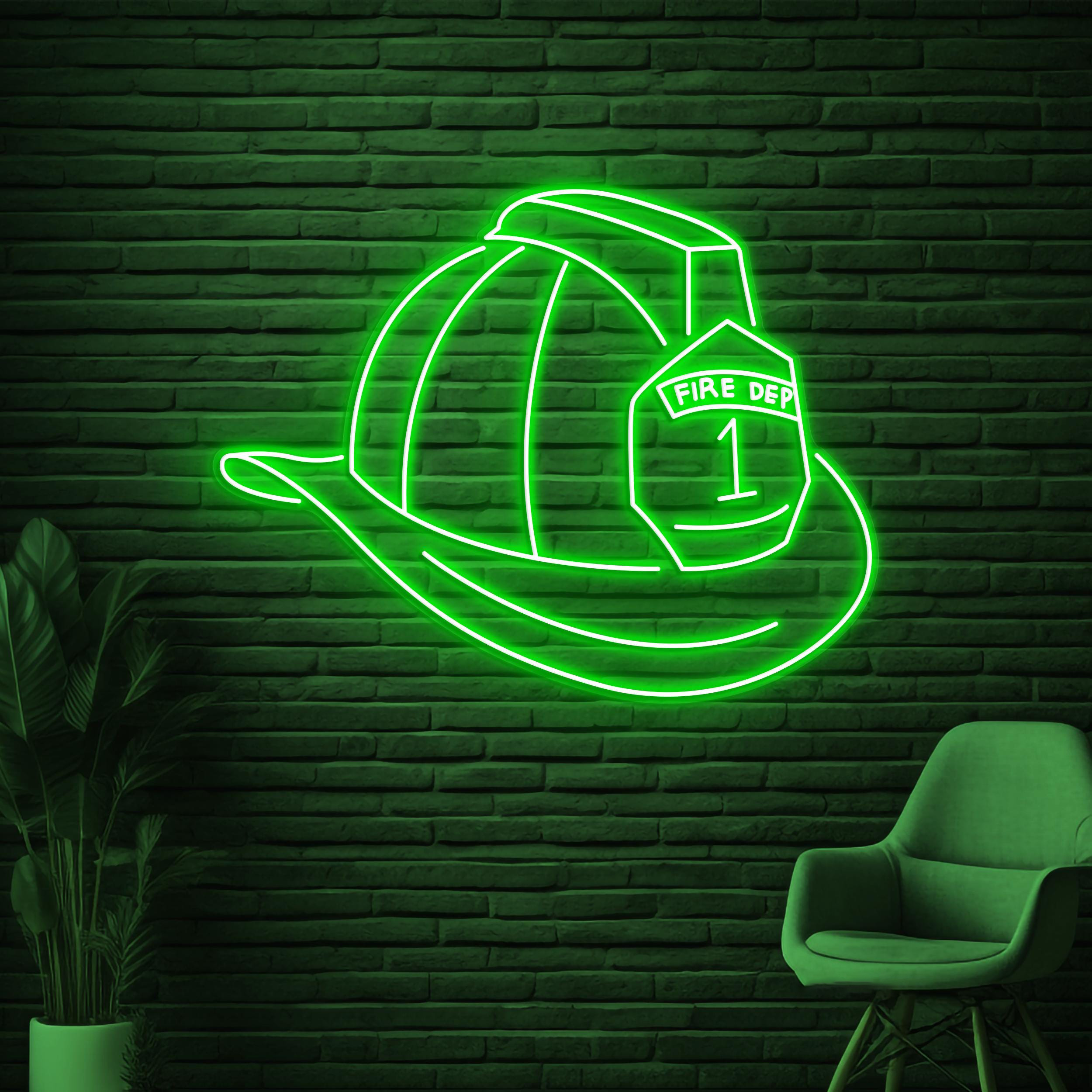 Firefighter Helmet Neon Sign, Firefighter Helmet LED Light, Rescue Room Decor, Fireman Wall Art, Firefighter Hat Sign, Fire Department Sign