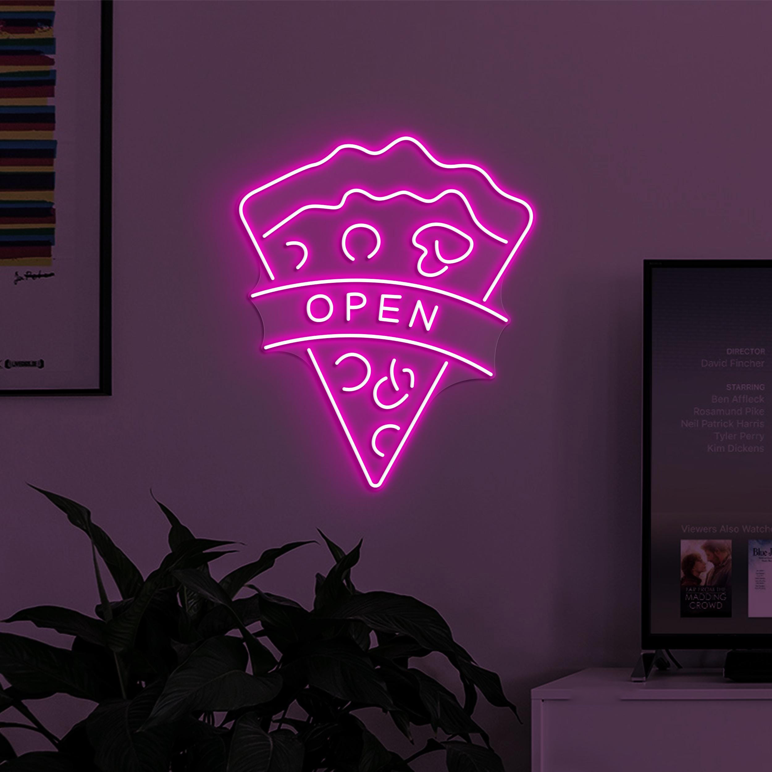 Pizza Open Neon Sign, Pizza Open LED Light, Welcome Wall Decor, Pizza Shop Neon Light, Fast Food Restaurant Wall Art, Kitchen Neon Art