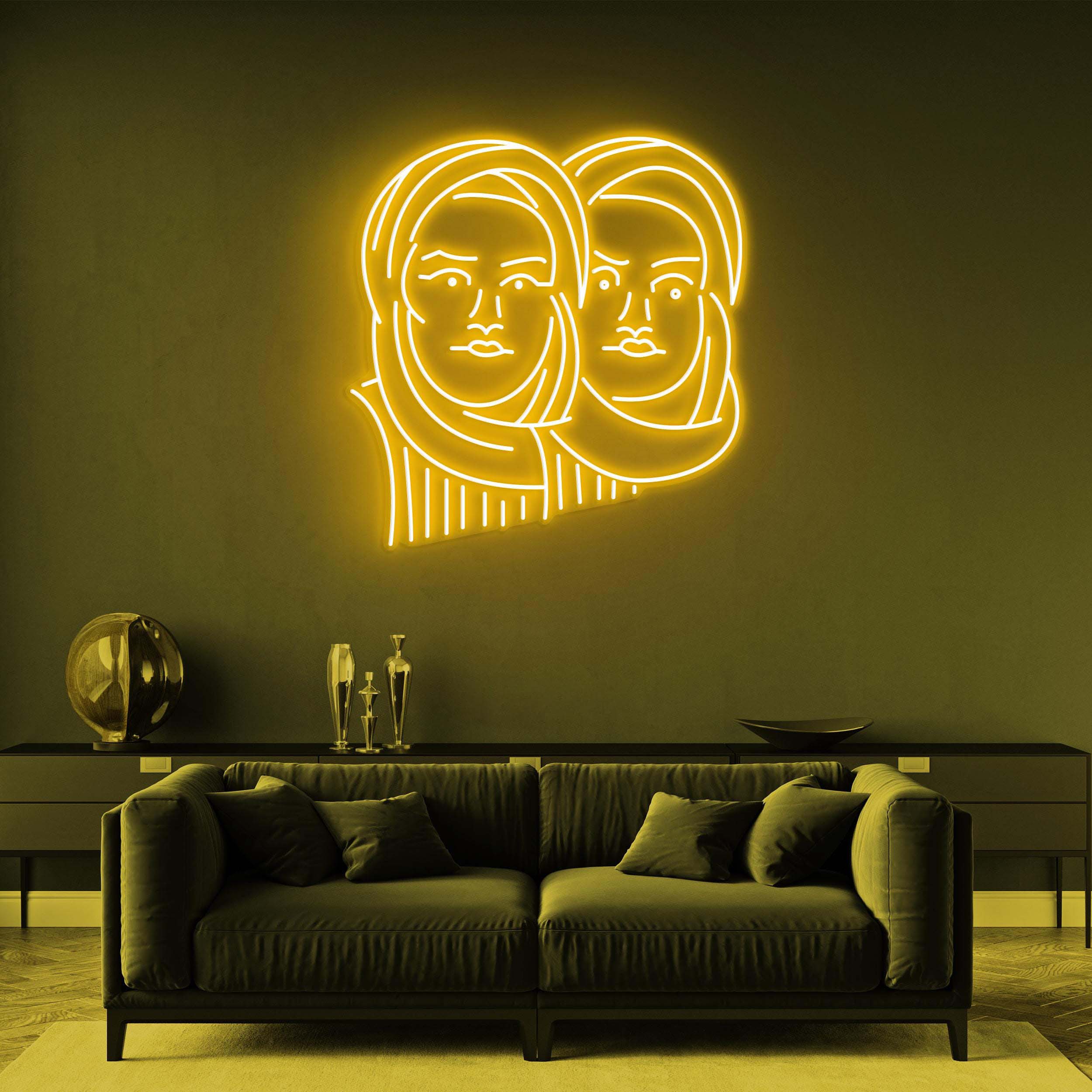 Twin Faces Neon Sign, Twin Faces LED Light, Twin Faces LED Neon Art, Double Vision Wall Art, Home Wall Decor, Custom Twin Face Neon Sign