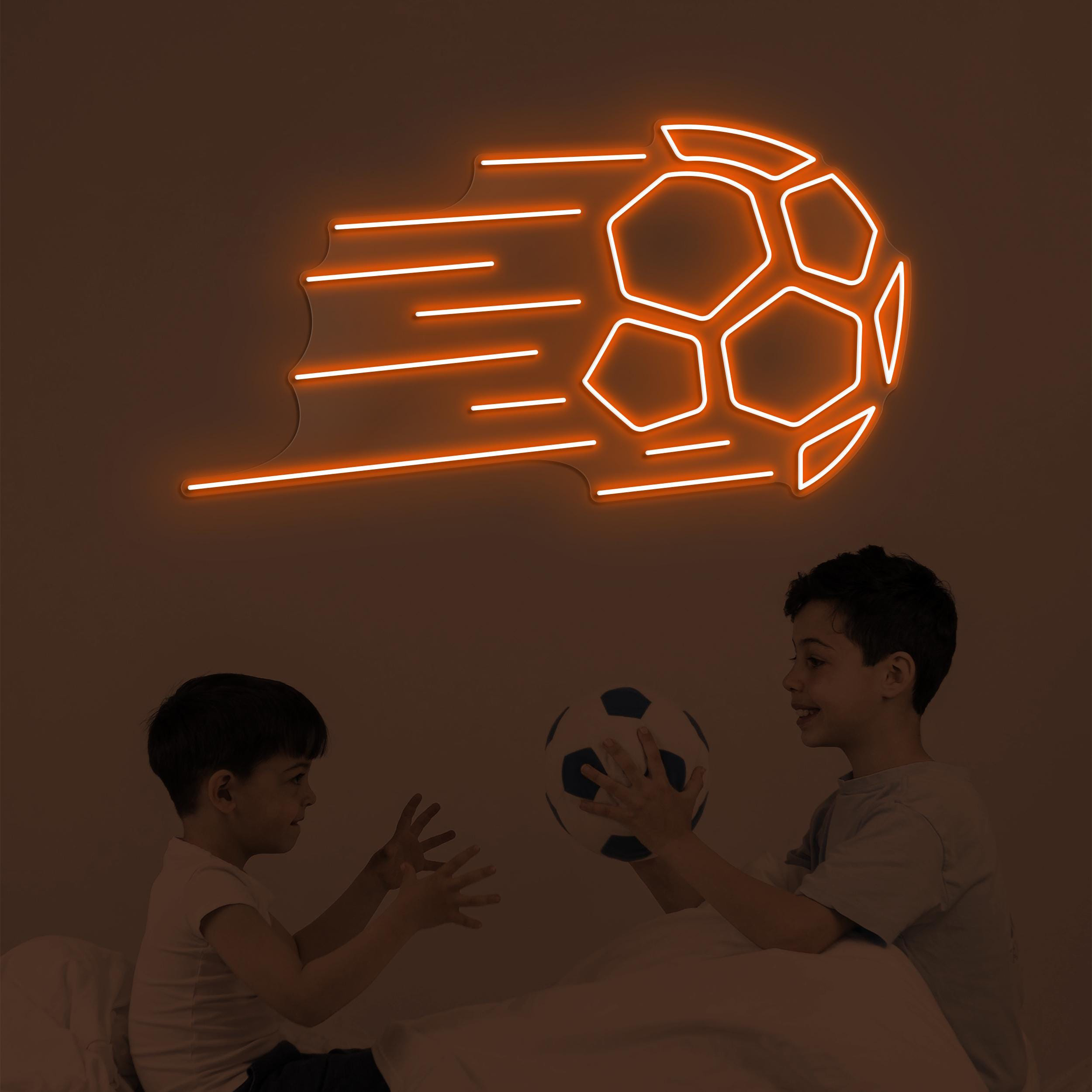 Soccer Ball Neon Sign, Soccer Ball LED Light, Flaming Soccer Ball Wall Art, Game Room Wall Decor, Fire Soccer Neon Light, Sports Shop Decor