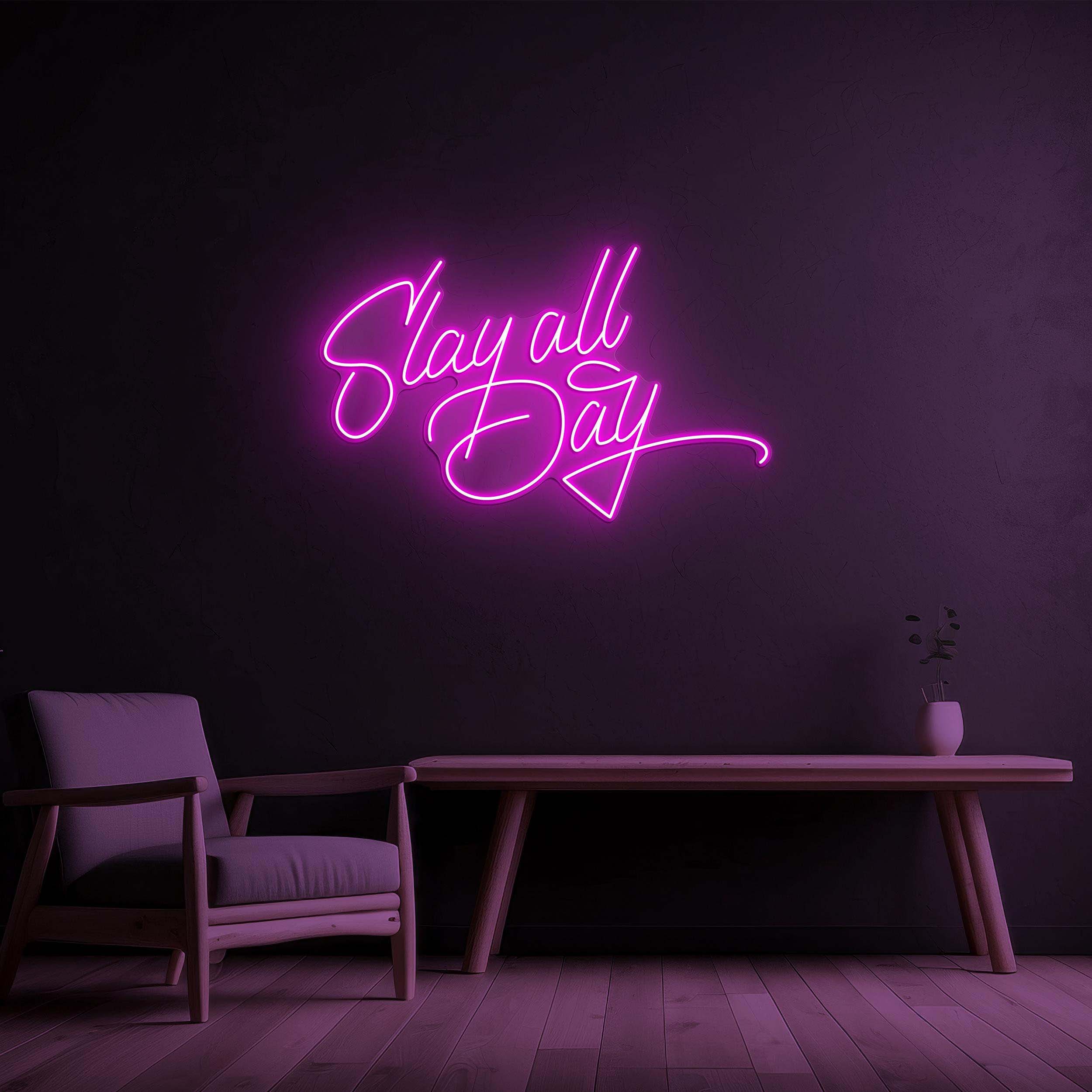 Slay All Day Neon Sign, Slay All Day LED Light, Slay All Day Wall Art, Room, Home Decor, Aesthetic Decor, Motivational Decor, Boss Mode Sign