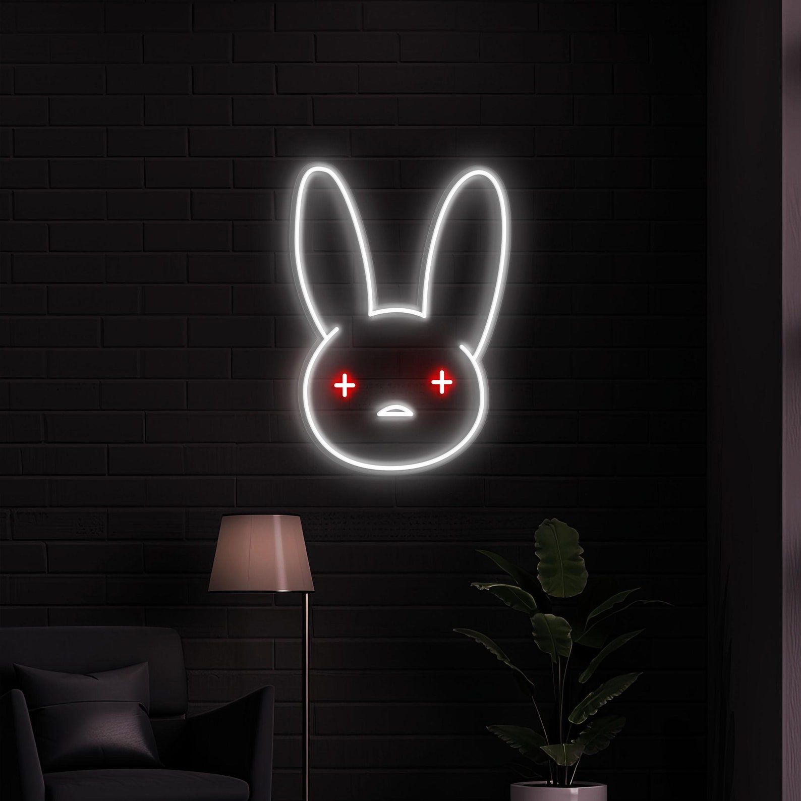 Rabbit Neon Sign, Rabbit LED Sign, Custom Neon Sign, Nursery Room Decor, Bunny LED Sign, Bunny Ear Wall Art, Cute Bunny Home, Party Decor
