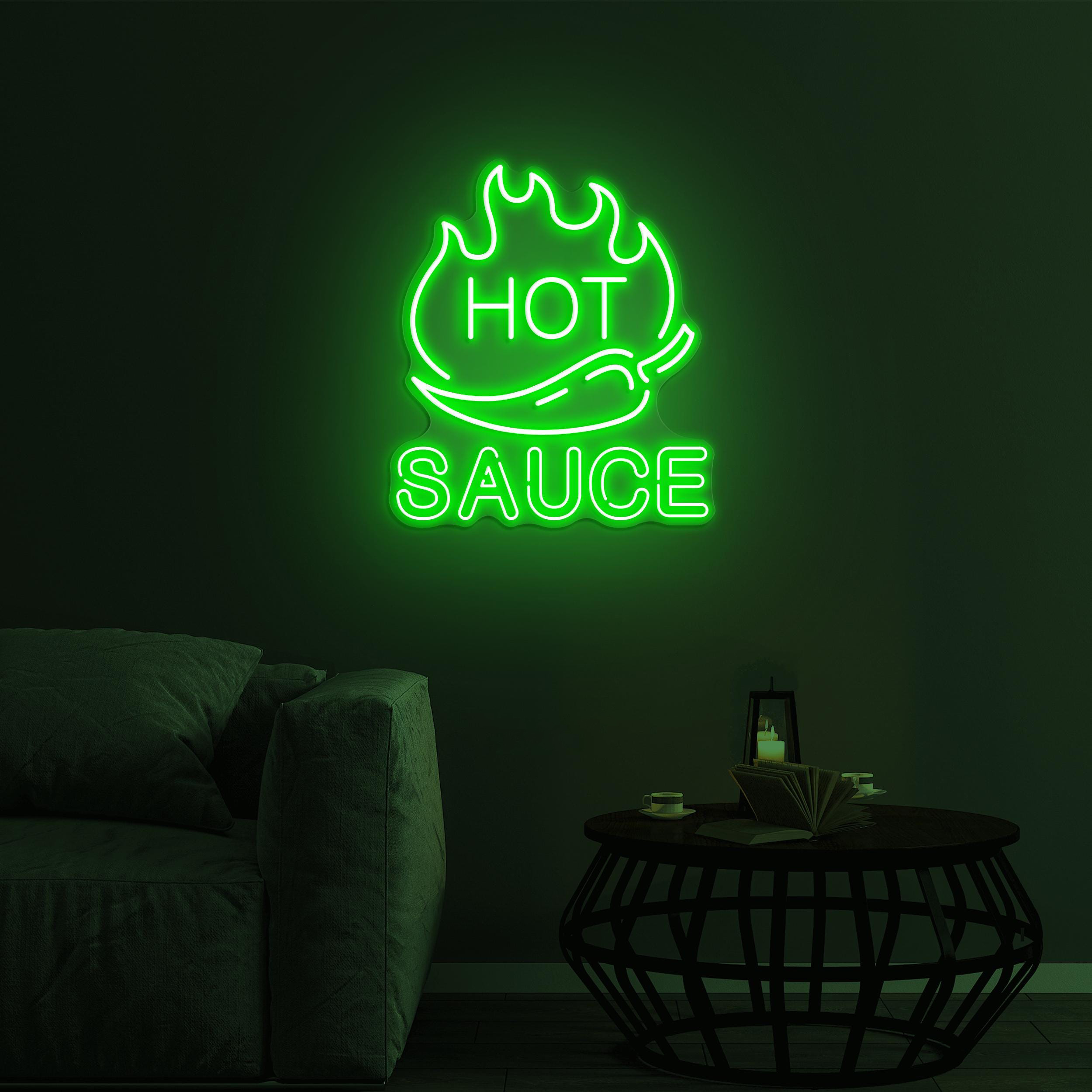 Hot Chili Sauce Neon Sign, Hot Chili Sauce LED Light, Hot Sauce Wall Decor, Spicy Food Restaurant Decor, Fire Chili Art, Spice Lovers Gift