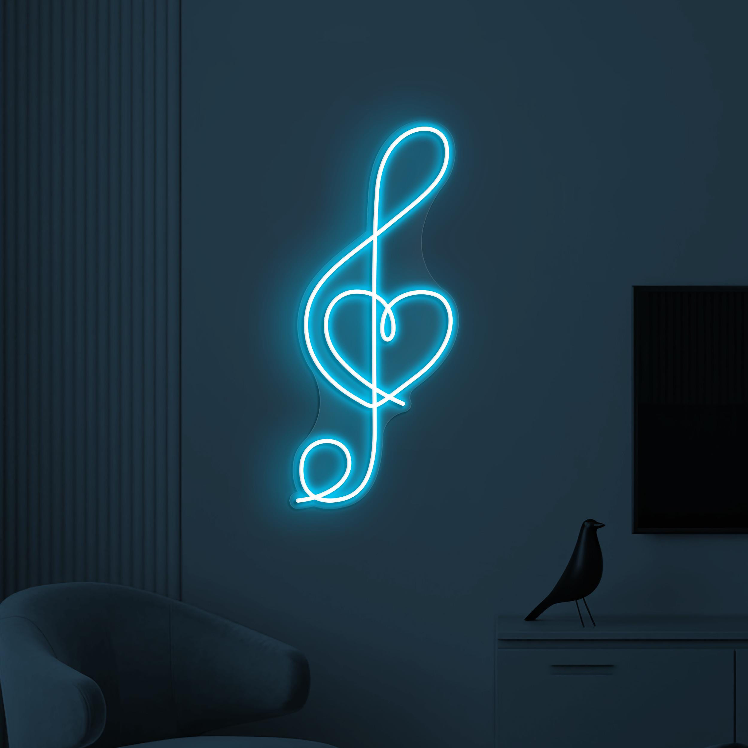 Music Note Neon Sign, Music Note LED Light, Heart Music Note Wall Decor, Music Studio Wall Art, Music Room Neon Light, Gift for Music Lover