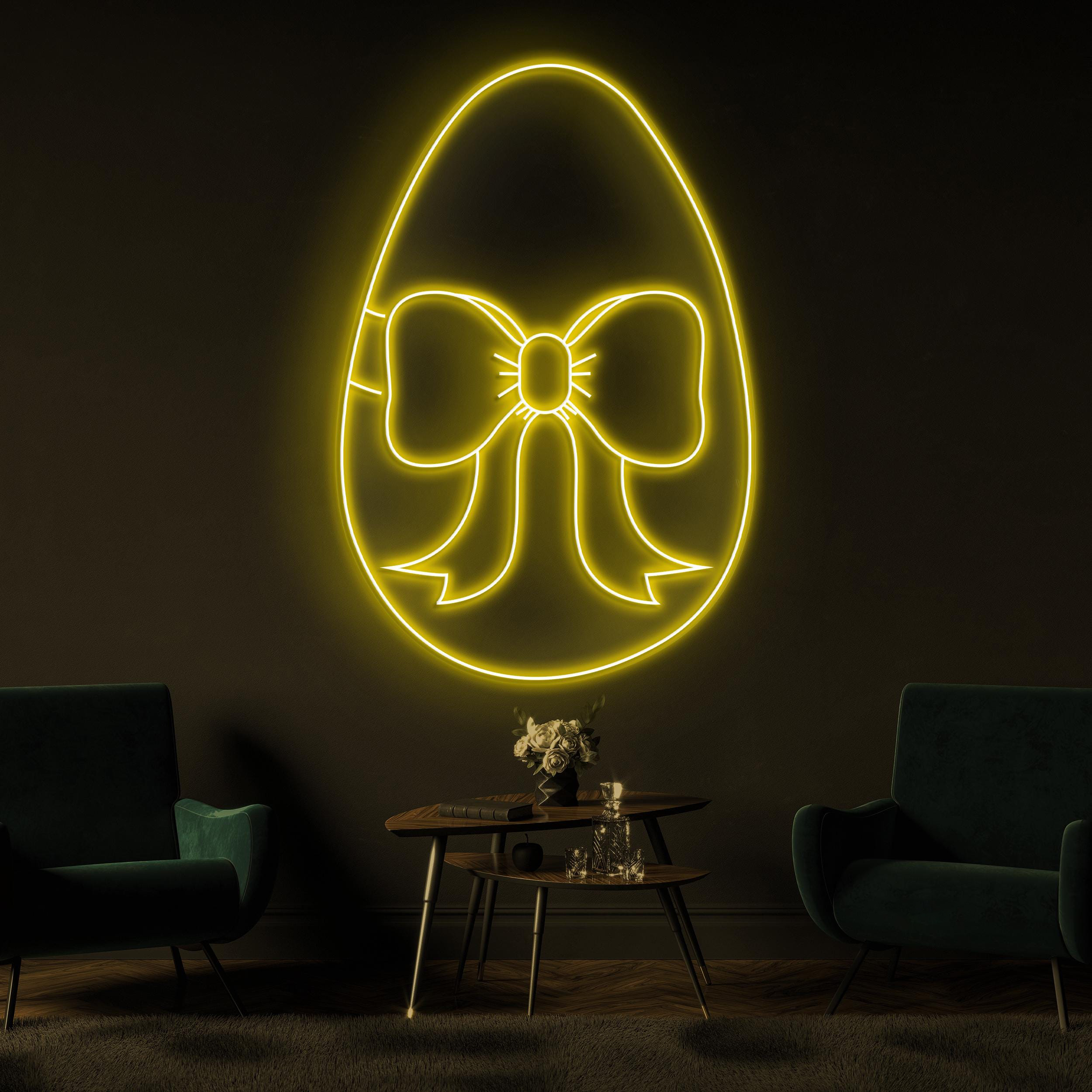 Easter Egg Neon Sign, Bow Egg LED Light, Easter Egg With Bow Decor, Kids Room Wall Art, Holiday Neon Decor, Festive Neon Light, Gift Art