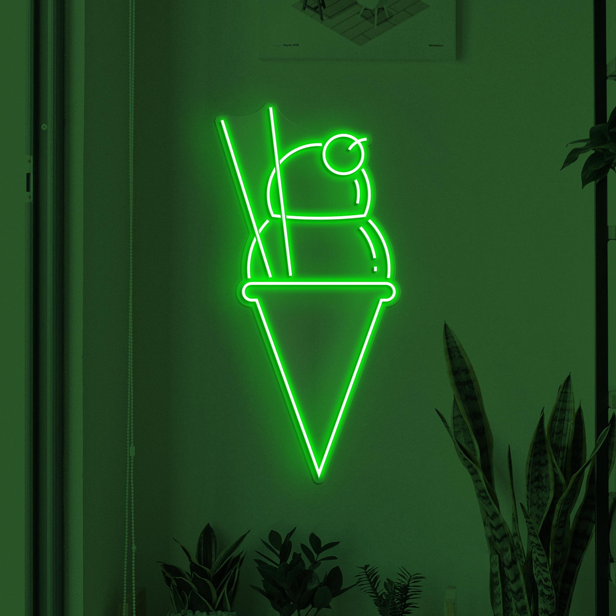 Ice Cream Neon Sign, Ice Cream LED Light, Ice-cream Spot Wall Decor, Cone Ice Cream Wall Art, Sweet Treat Neon Light, Dessert Shop Led Sign