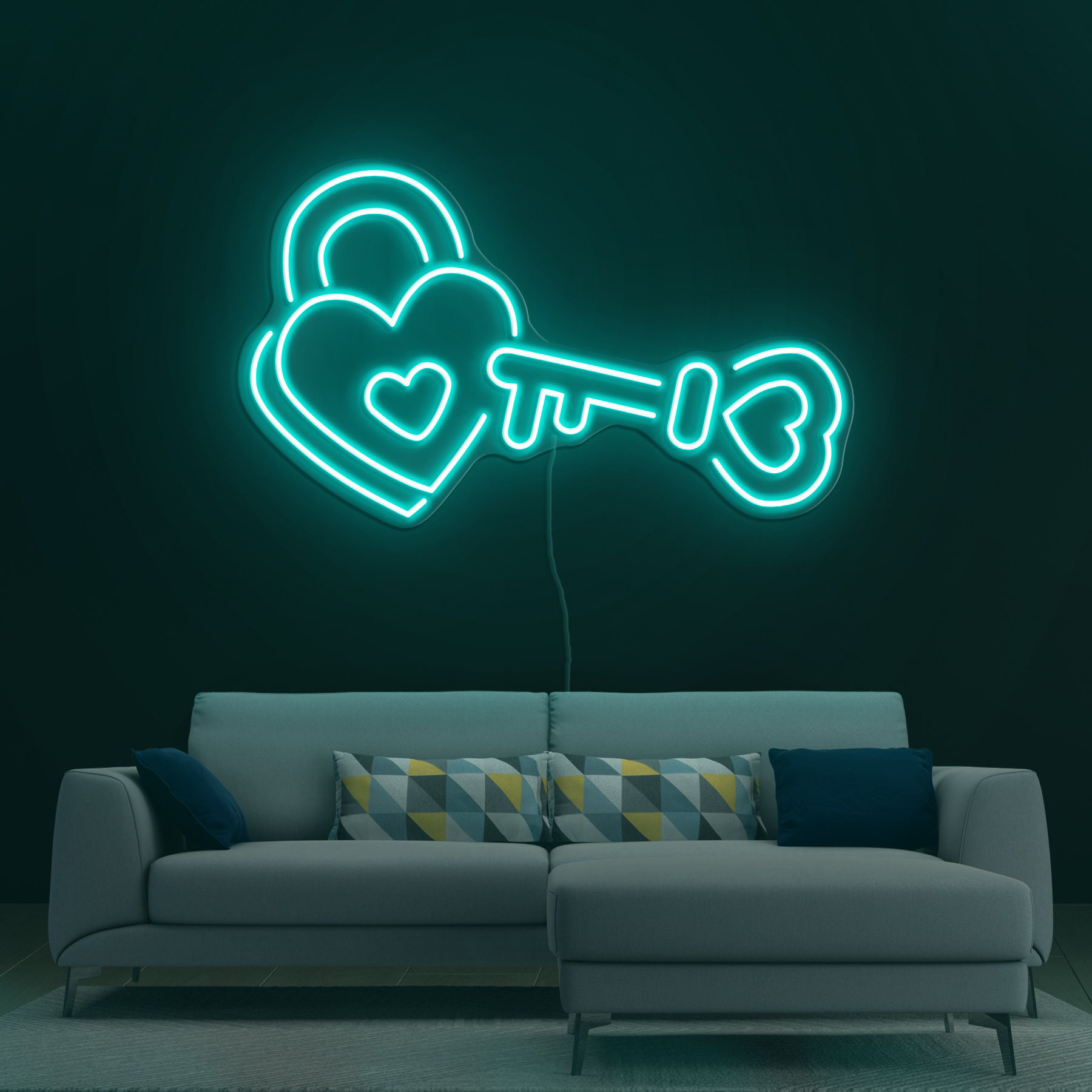 Heart Neon Sign, Lock Heart LED Light, Padlock Heart Neon Sign, Romantic Wall Decor for Bedroom, Shop,  Wedding, Heart Gift, Heart Neon Art